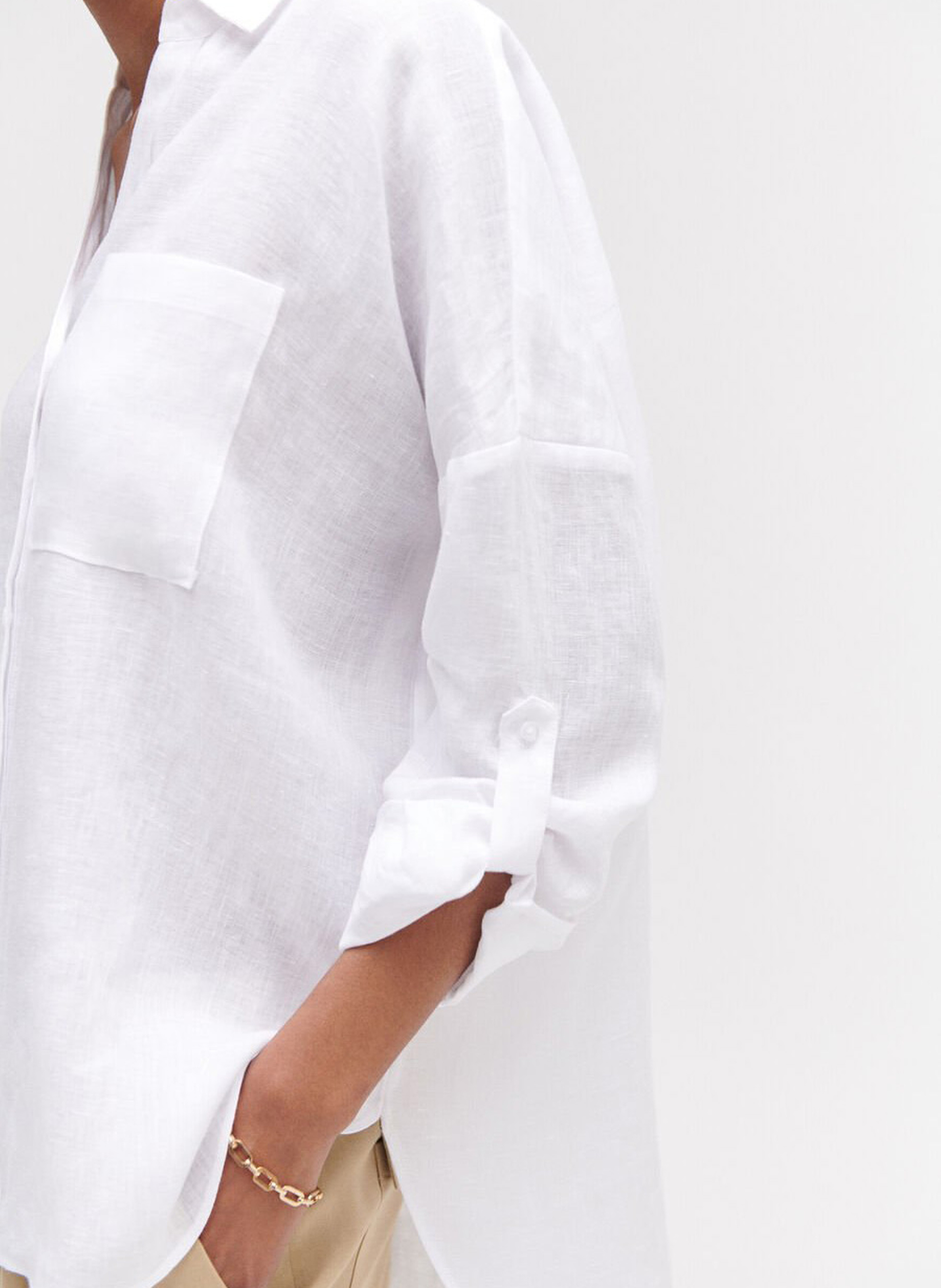 Leinenbluse mit klassischem Kragen CAROLL Weiss