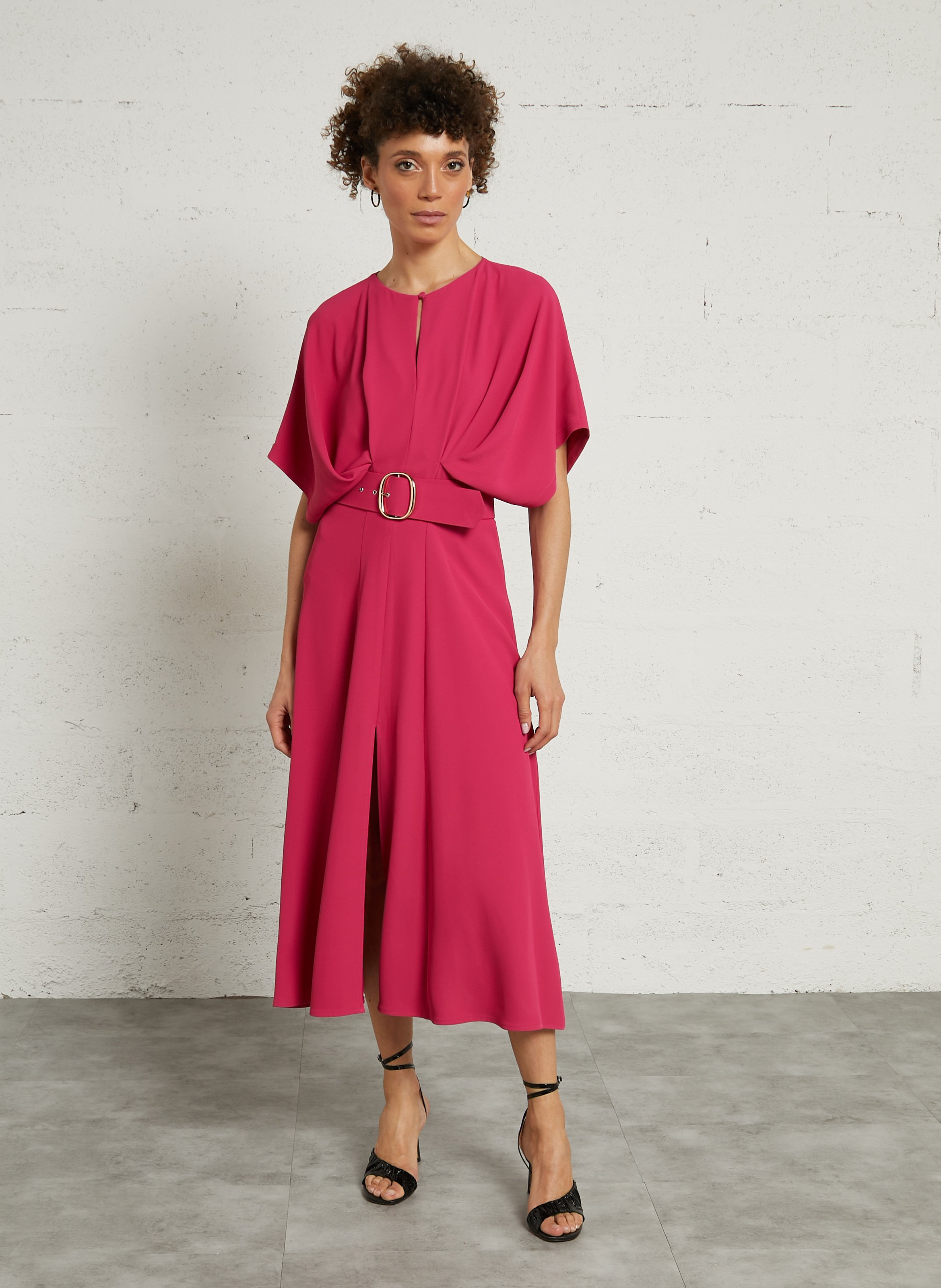 Lange jurk met ronde hals IMPERIAL Pink