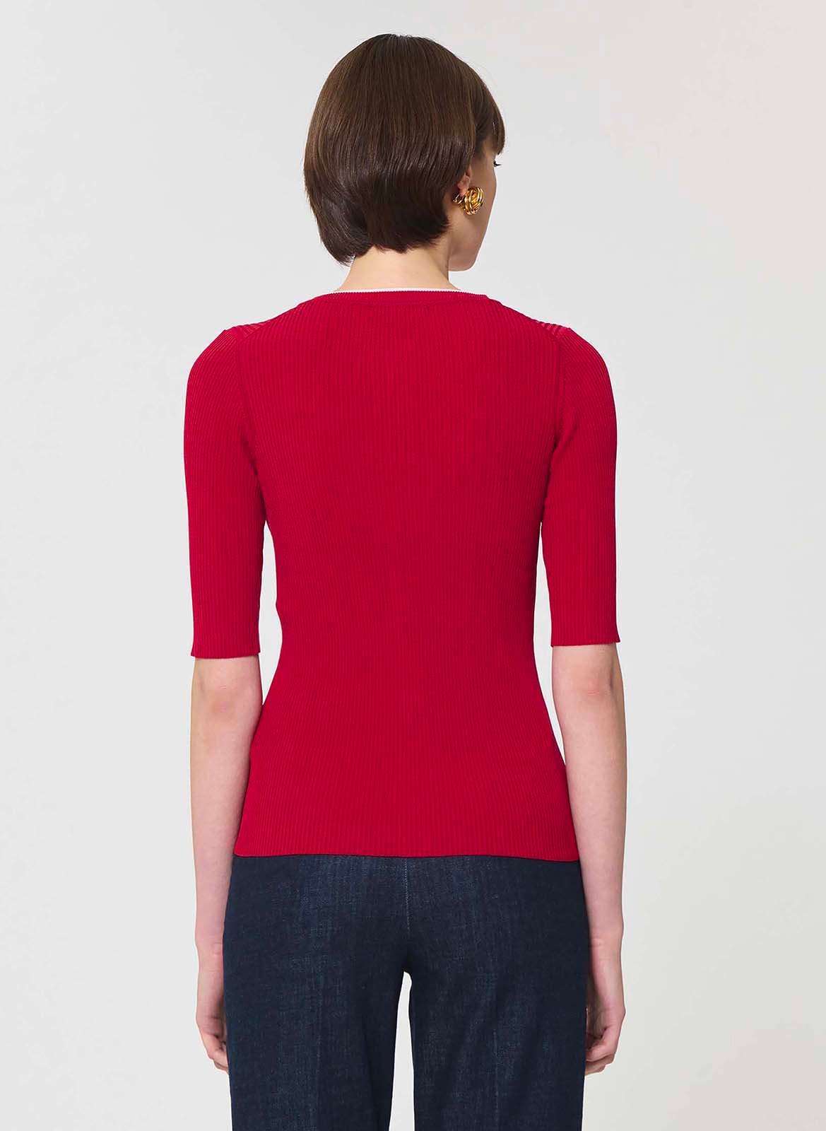 Aansluitend vest met ronde hals in breisel TARA JARMON Rood