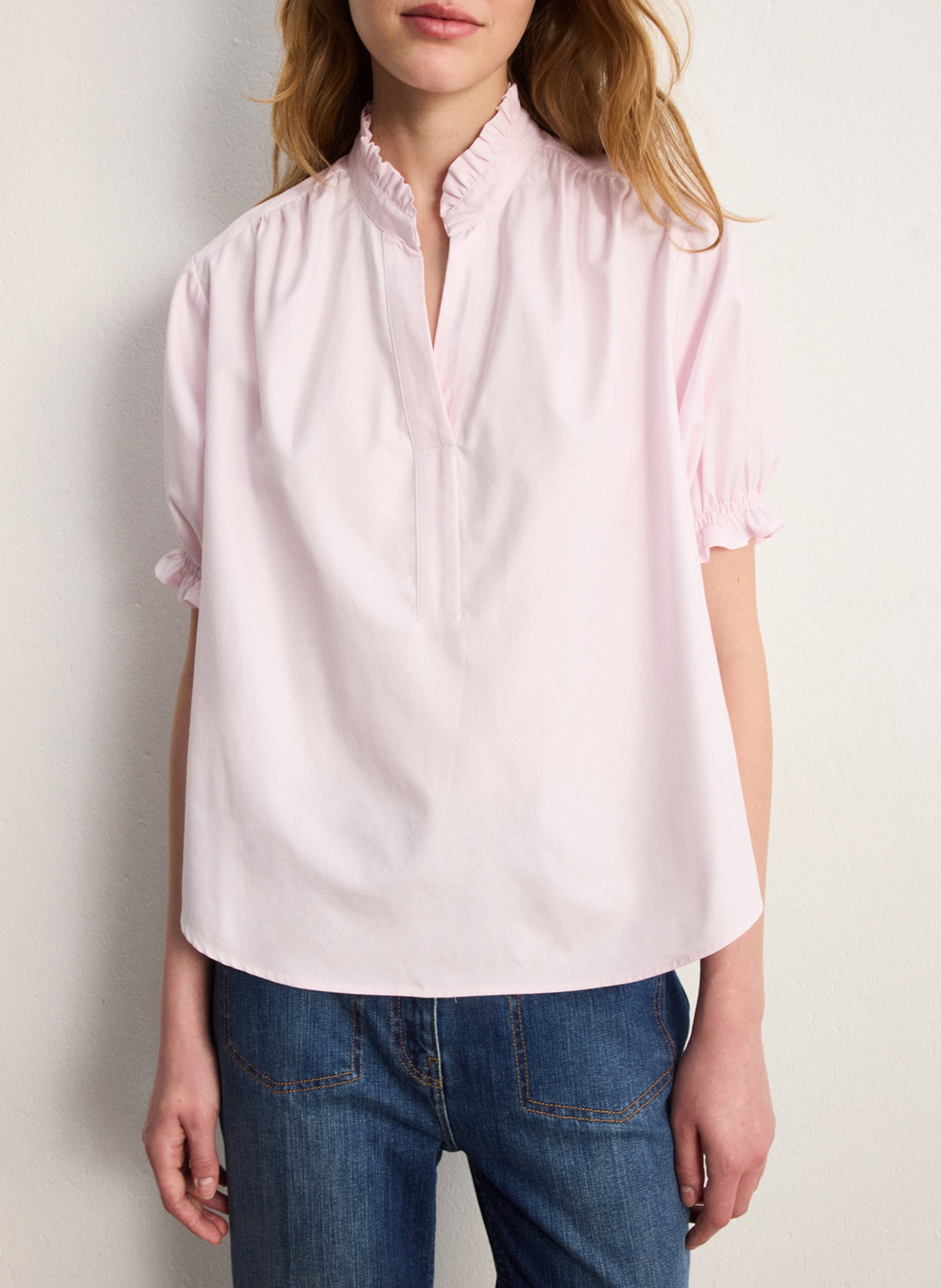 Chemise oversize col tunisien en coton PABLO Rouge