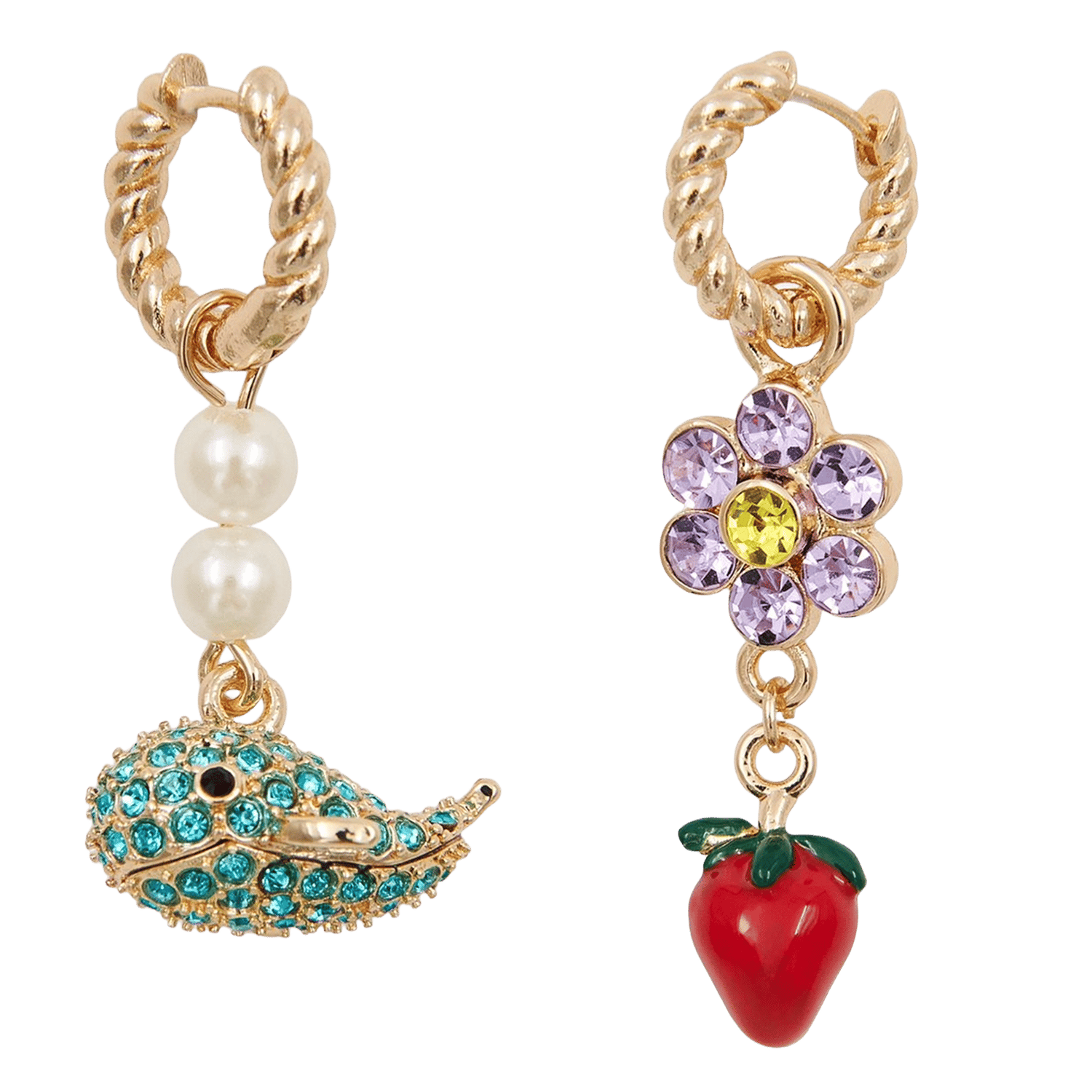 Fashion earrings with rhinestones ESSENTIEL ANTWERP Golden