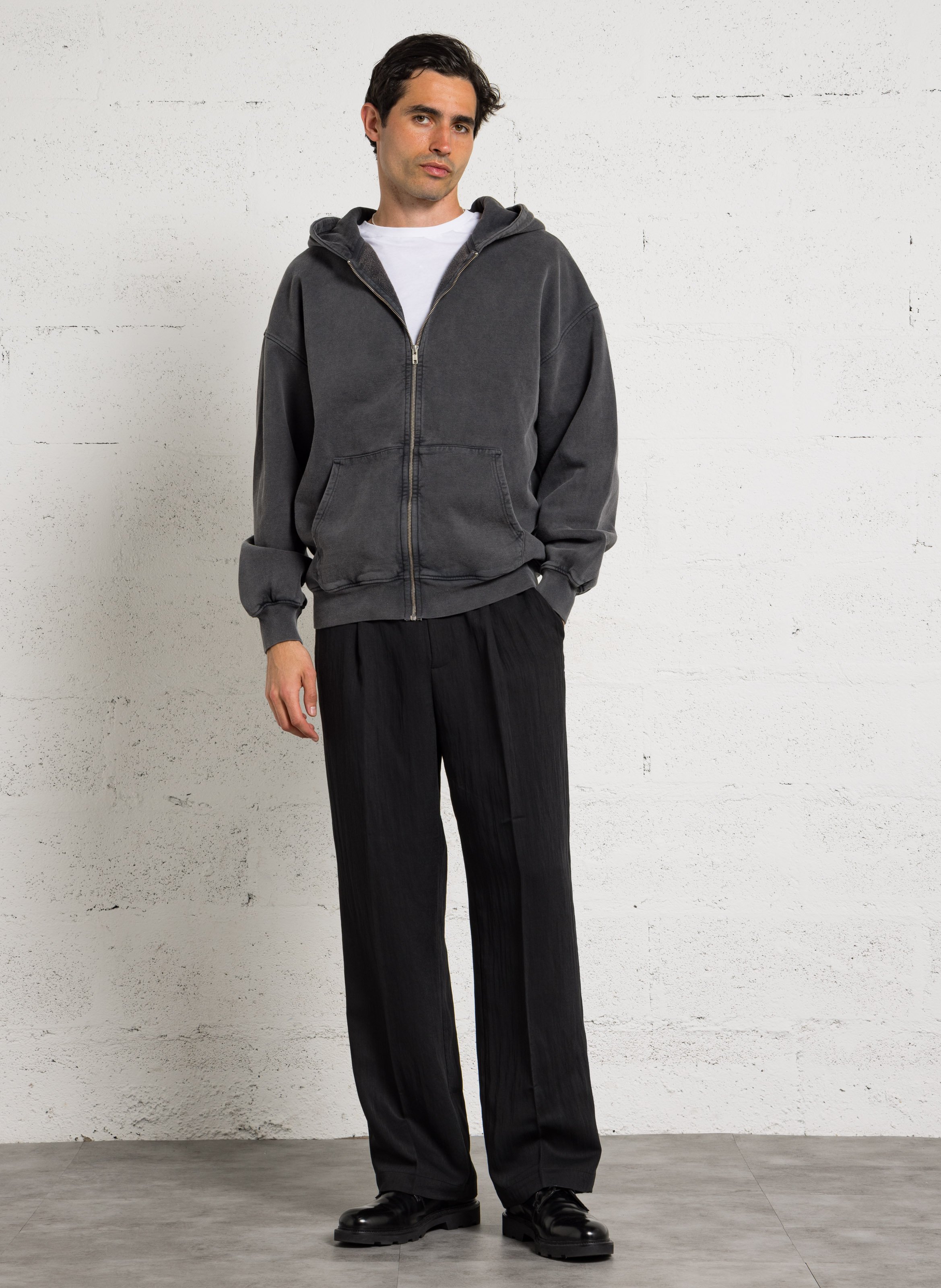 Baumwoll-Sweatshirt mit Reißverschluss und Kapuze COLORFUL STANDARD Schwarz