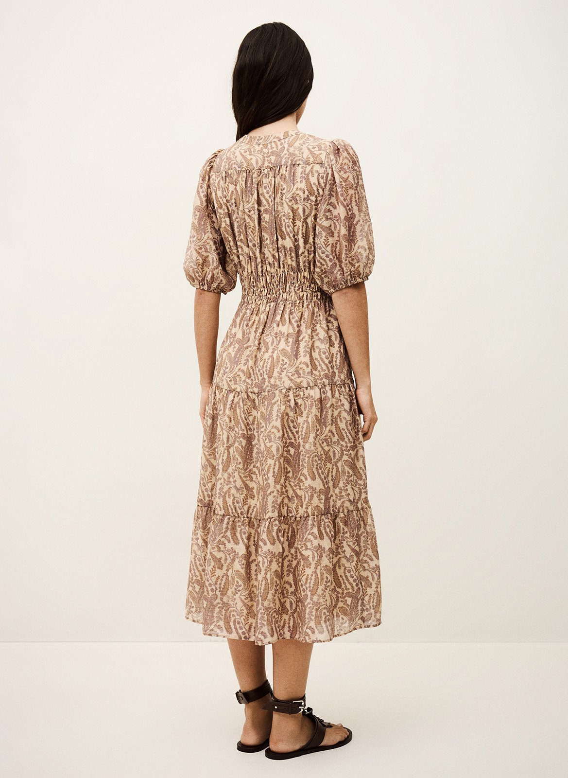 Halflange jurk met Tunesische kraag en print BA&SH Beige