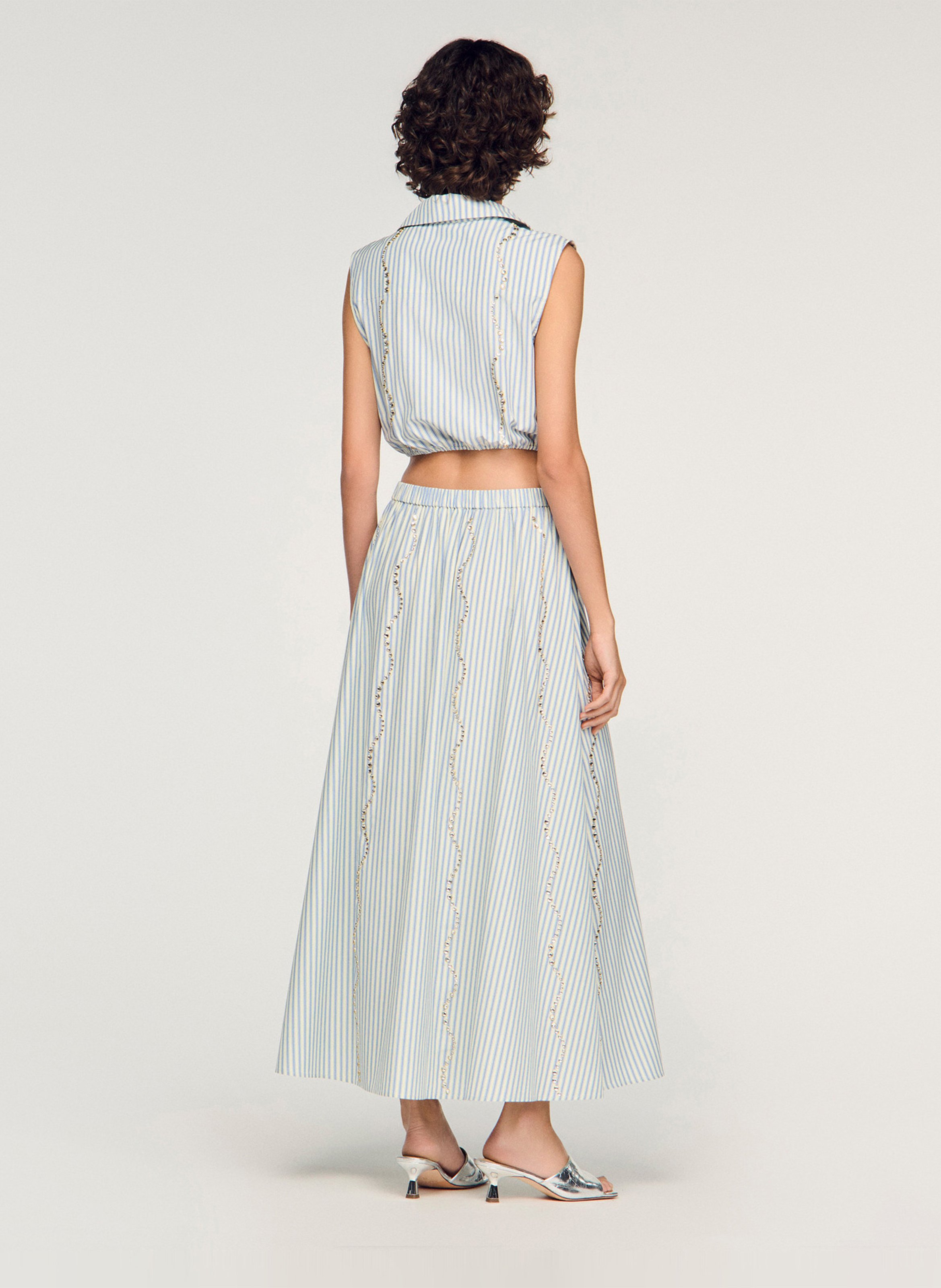 Halflange, gestreepte rok SANDRO Blauw