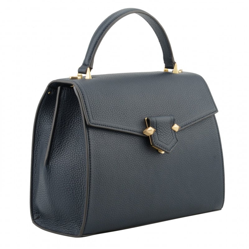 Grained calfskin handbag POURCHET Blue