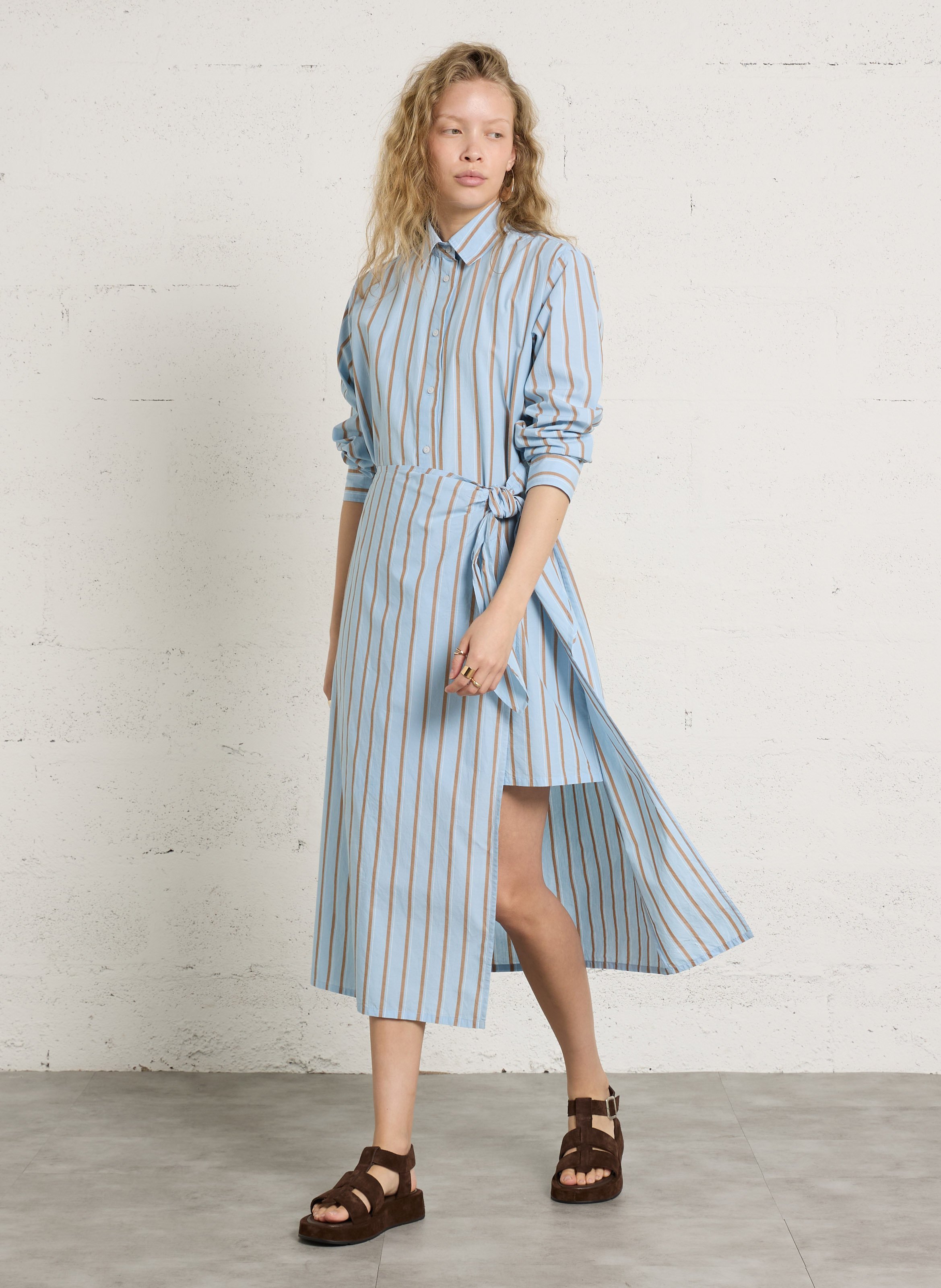 Robe longue ample en coton bio LEON & HARPER Bleu