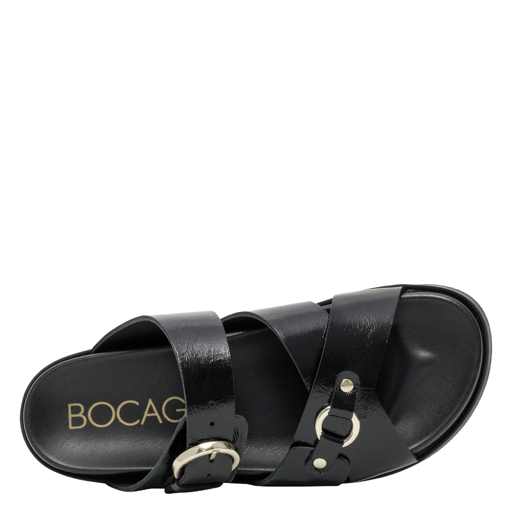 Aouda flat leather sandals BOCAGE Black