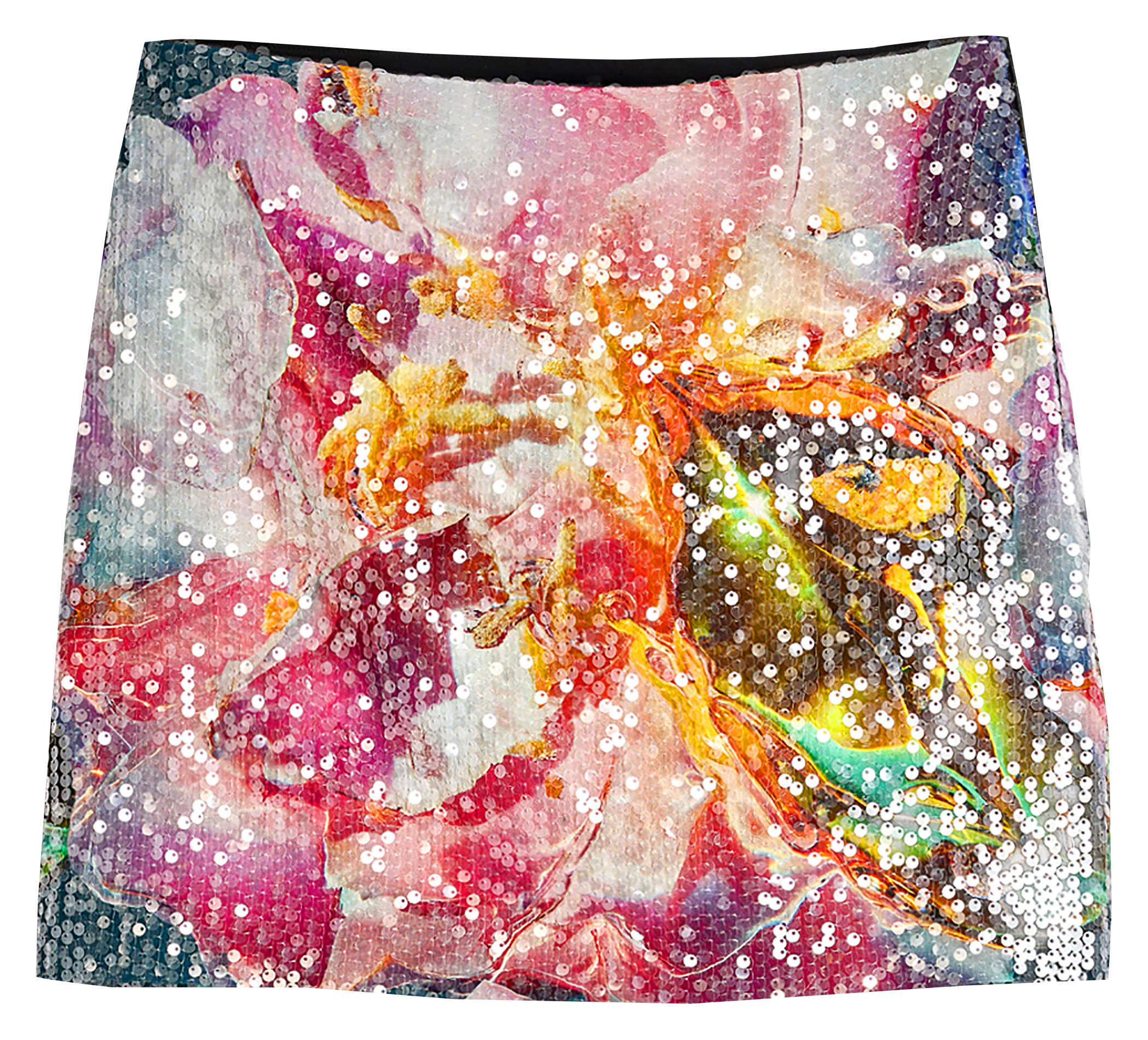 Jupe courte imprimée à sequins DESIGUAL Rouge