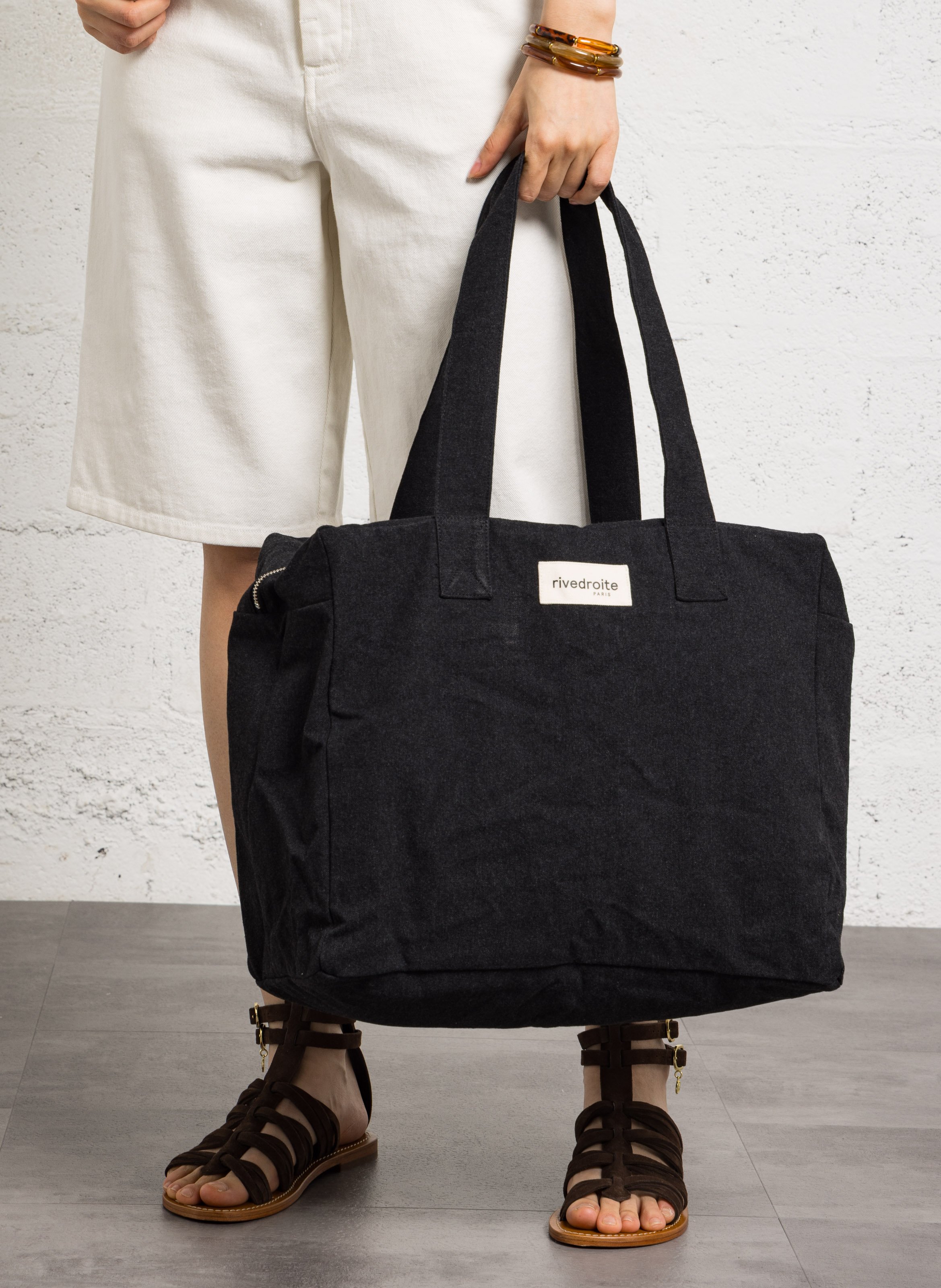 Recycled cotton weekend bag RIVEDROITE PARIS Black