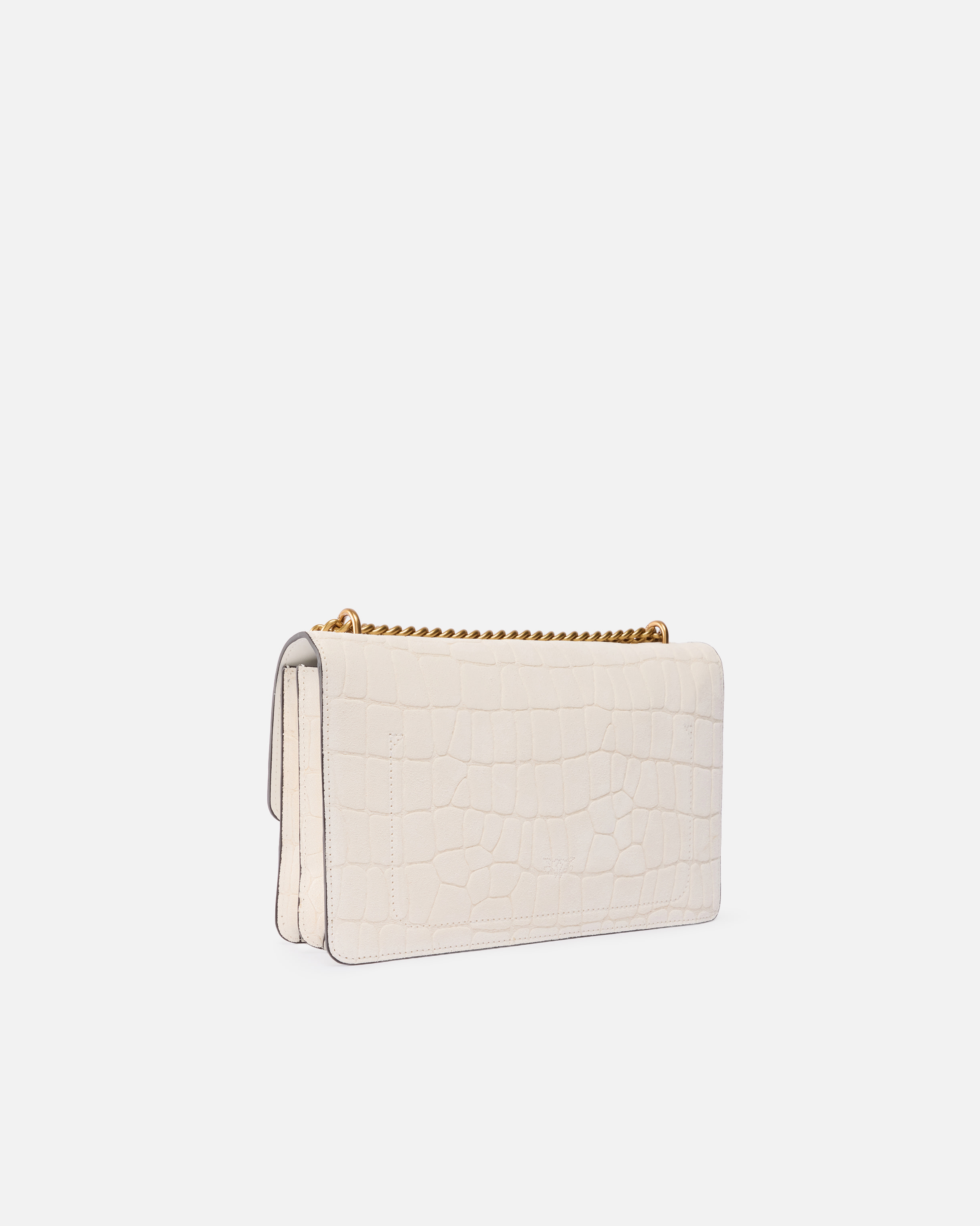 Sac à bandoulière moyen love bag one en cuir embossé crocodile PINKO Blanc