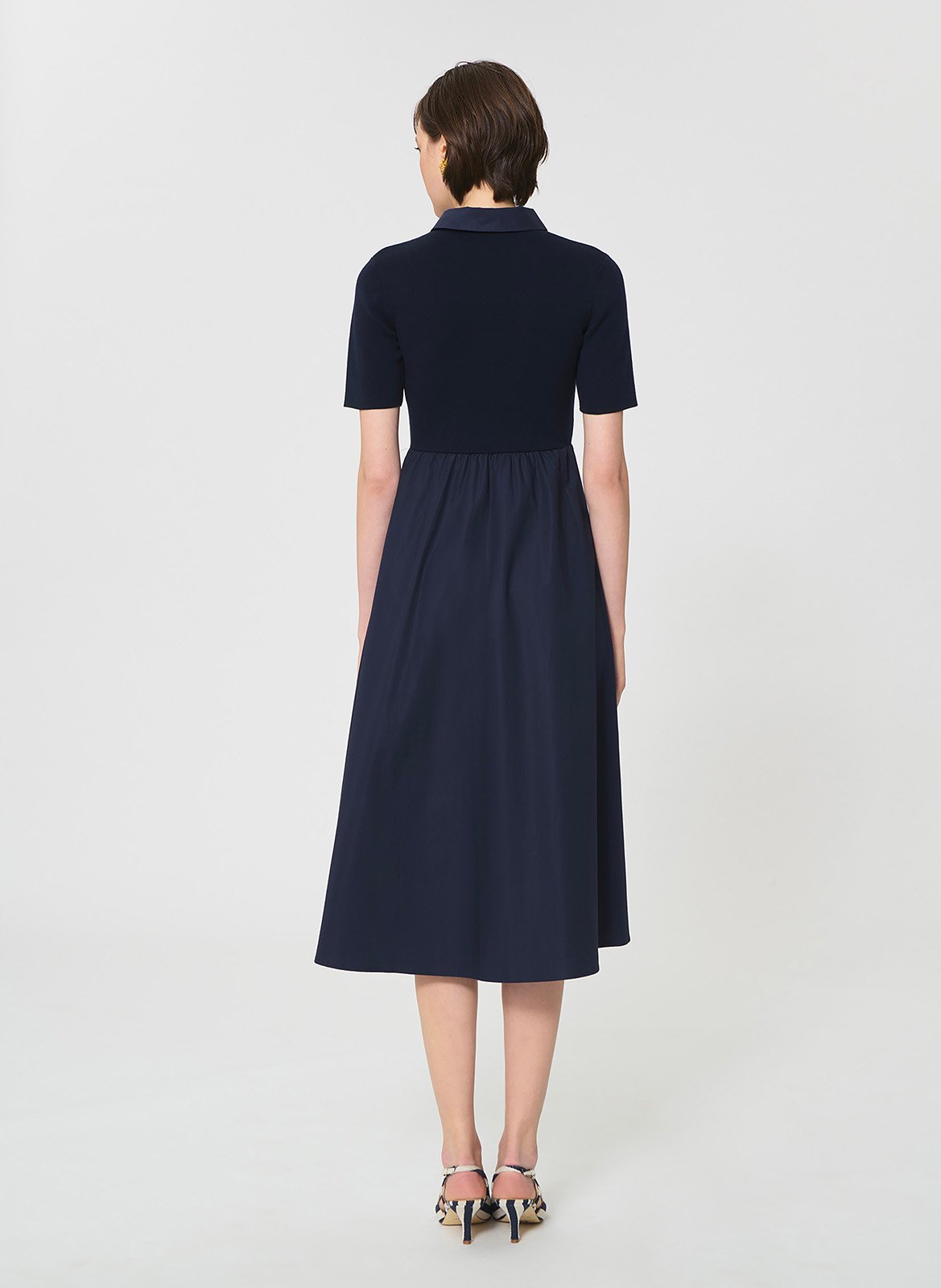 Robe midi évasée en coton mélangé TARA JARMON Bleu