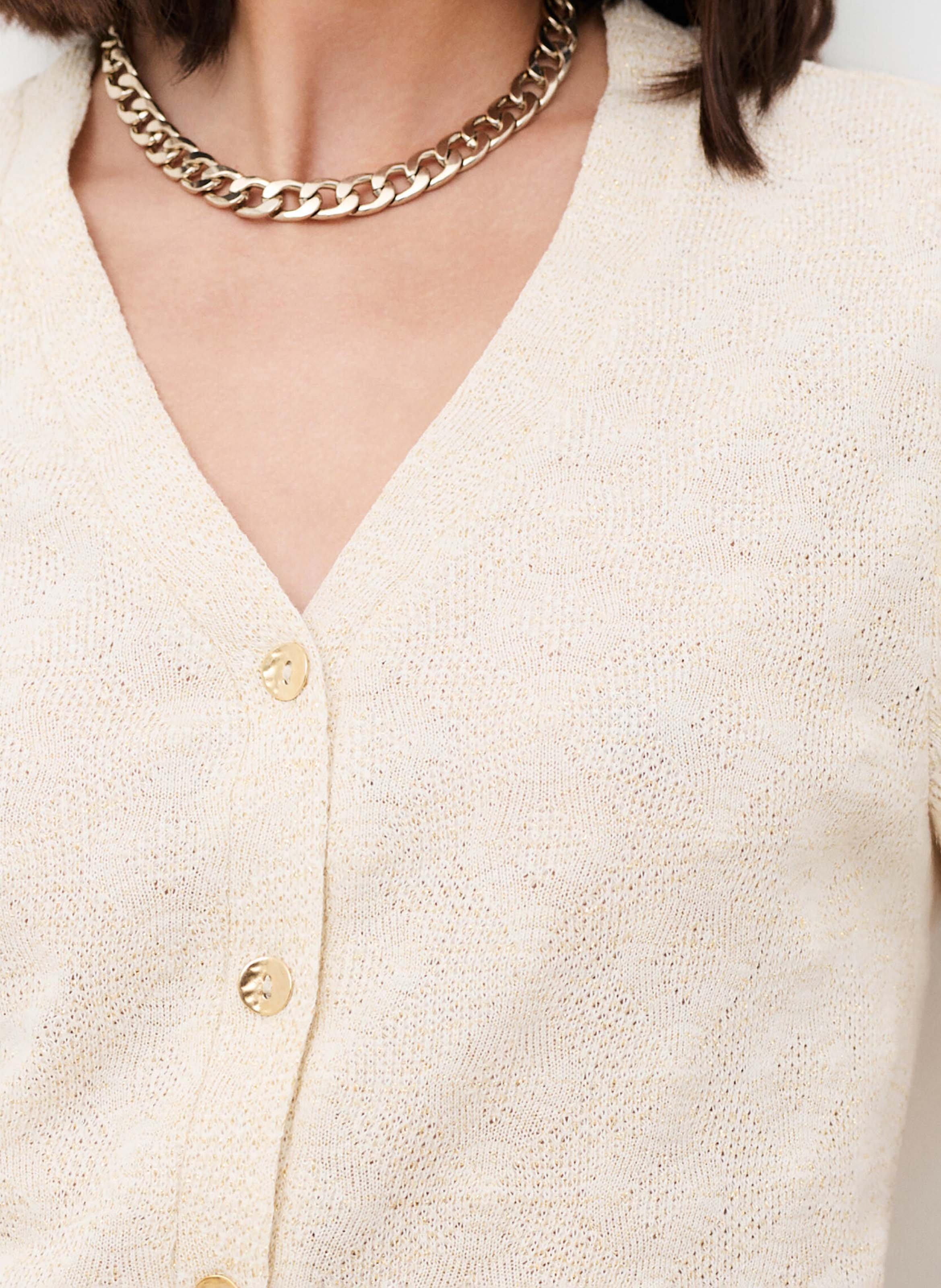 Top con cuello de pico CAROLL Beige