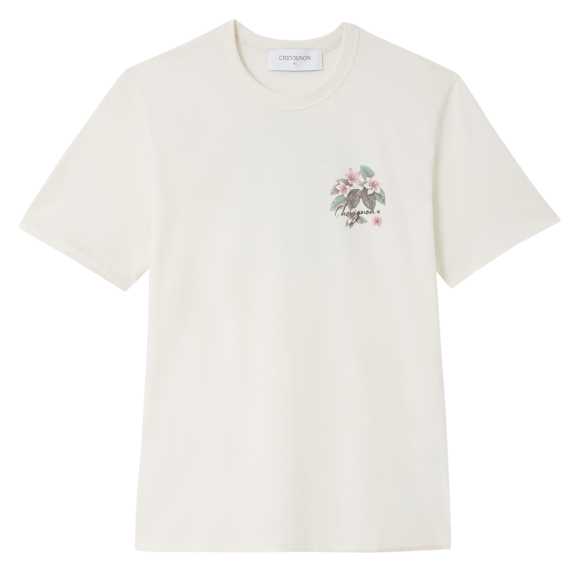 Tee-shirt droit sérigraphié en coton bio CHEVIGNON Blanc