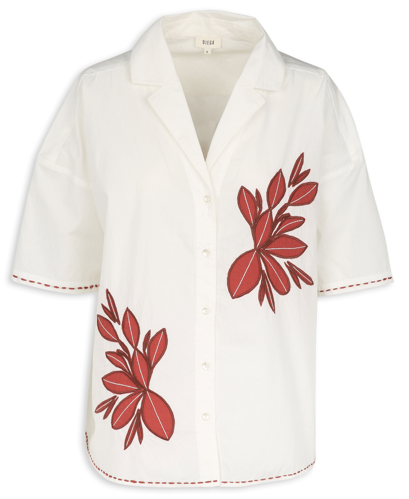 Chemise ample col tailleur brodée en coton DIEGA Multicolore