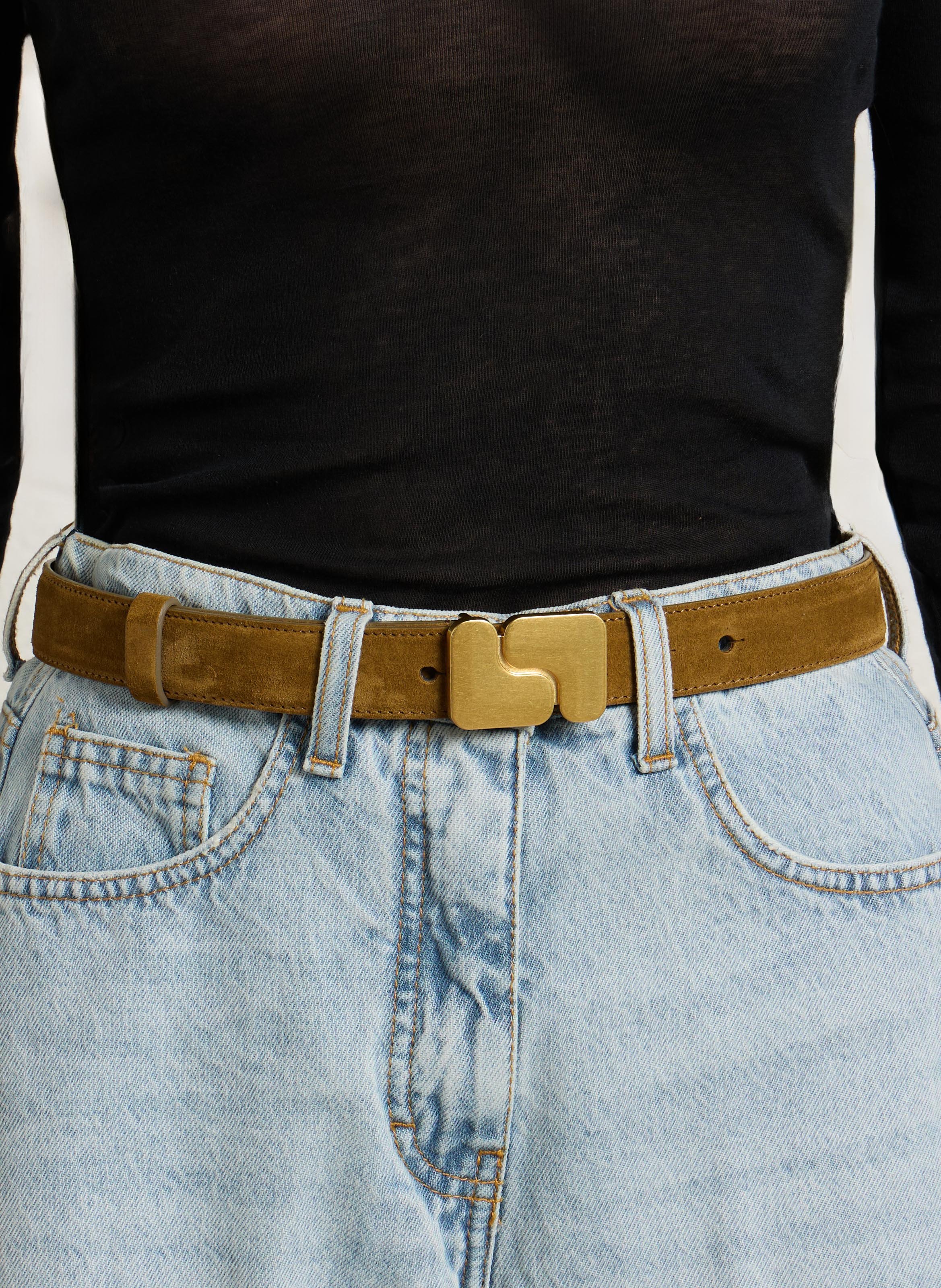 Schnallengürtel aus Leder mit Monogramm SOEUR Braun