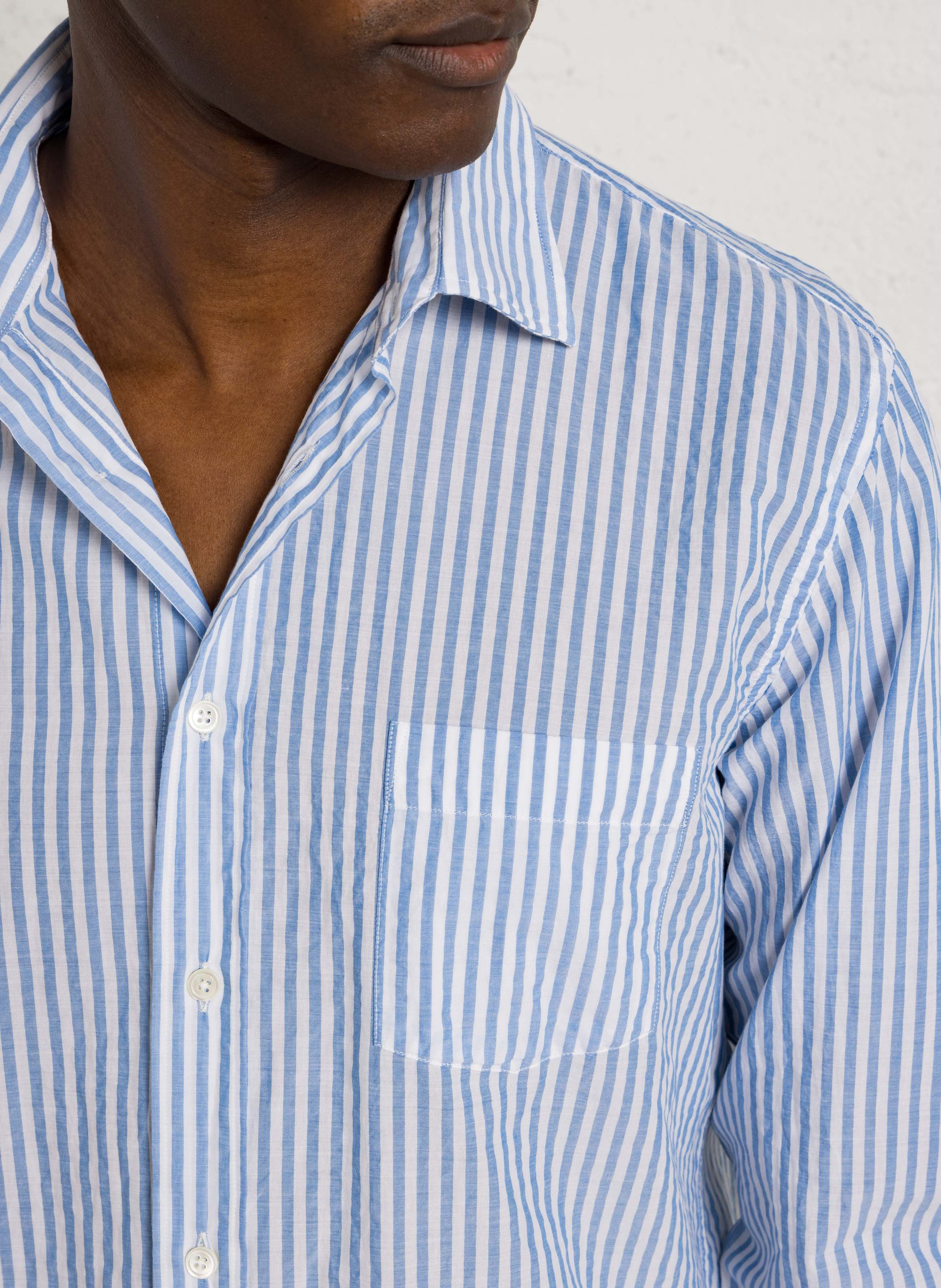 Rechte, gestreepte, katoenen blouse met klassieke kraag HARTFORD Veelkleurig