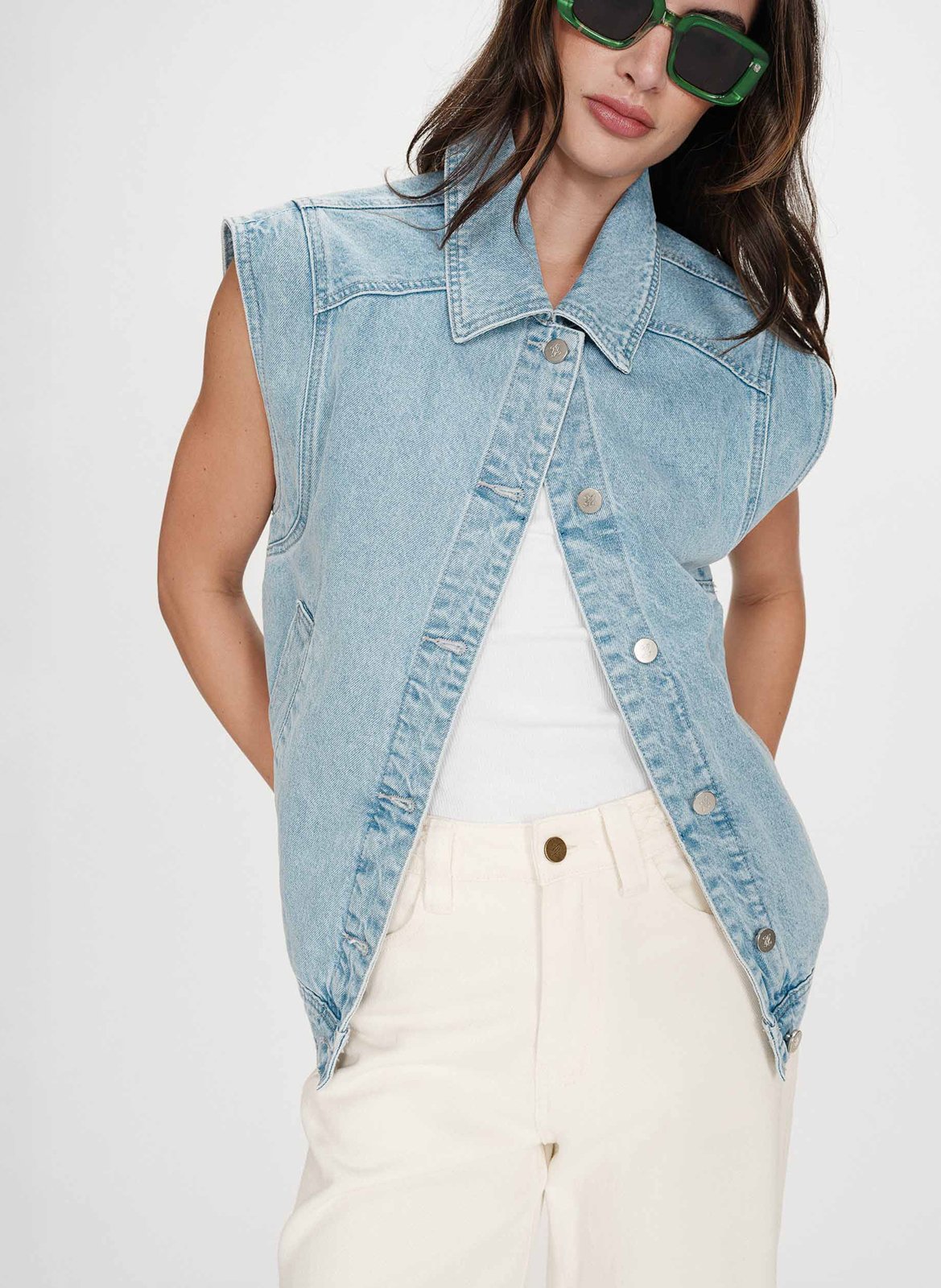 Veste oversize sans manches en denim GRACE ET MILA Bleu