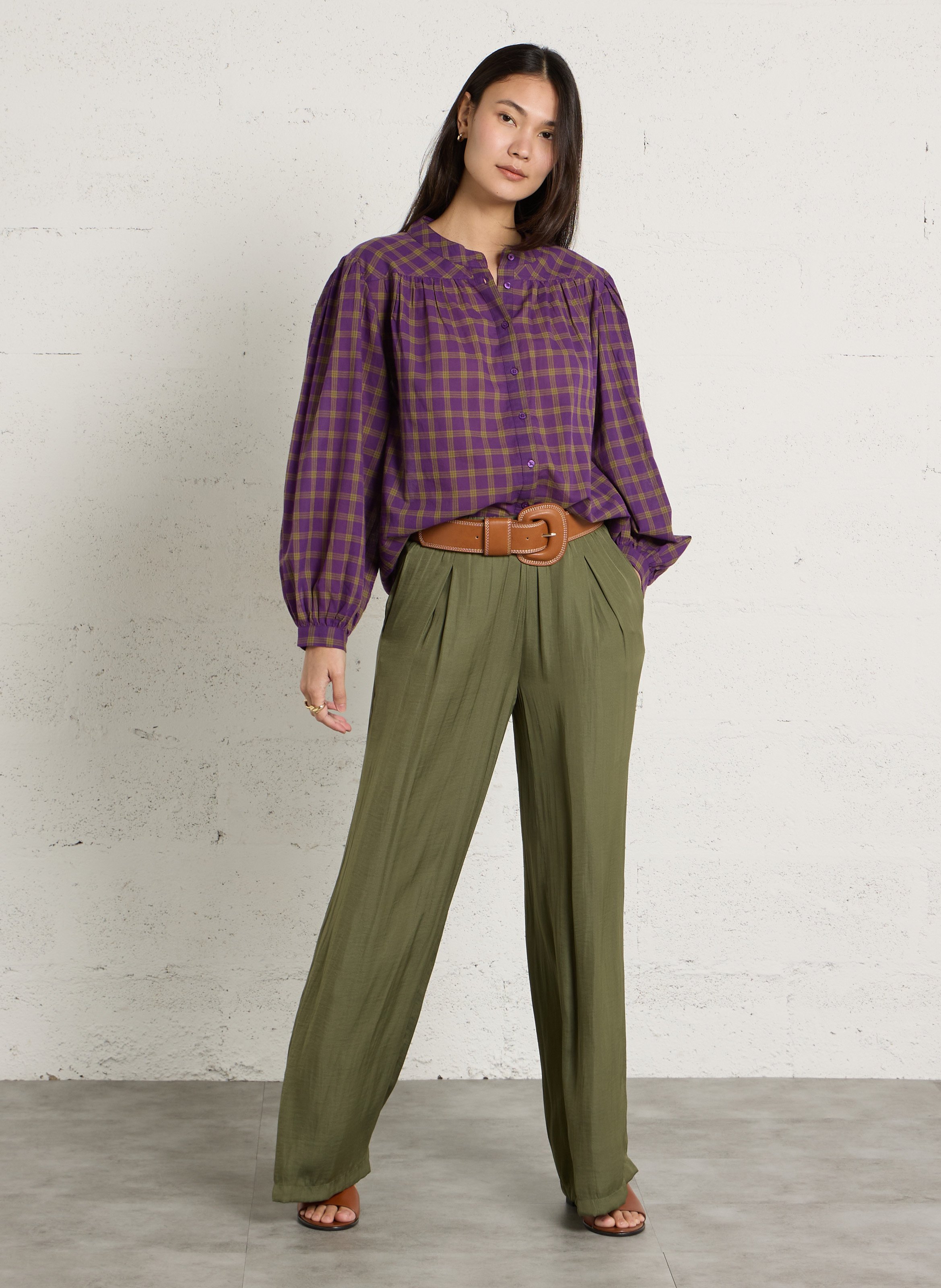 Katoenen blouse met ronde hals MAISON 123 Violet