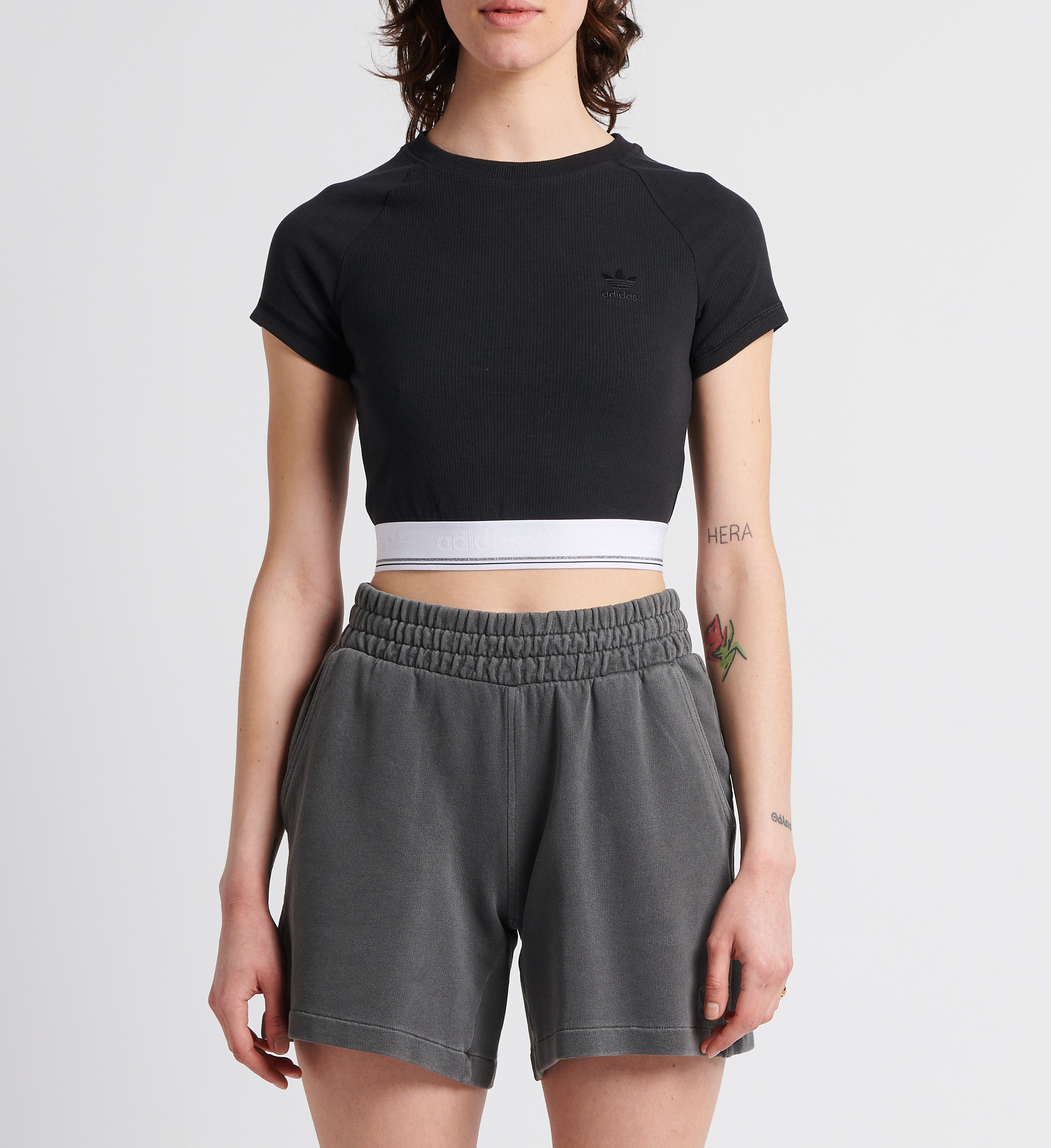 Close-fit round-neck T-shirt ADIDAS Black