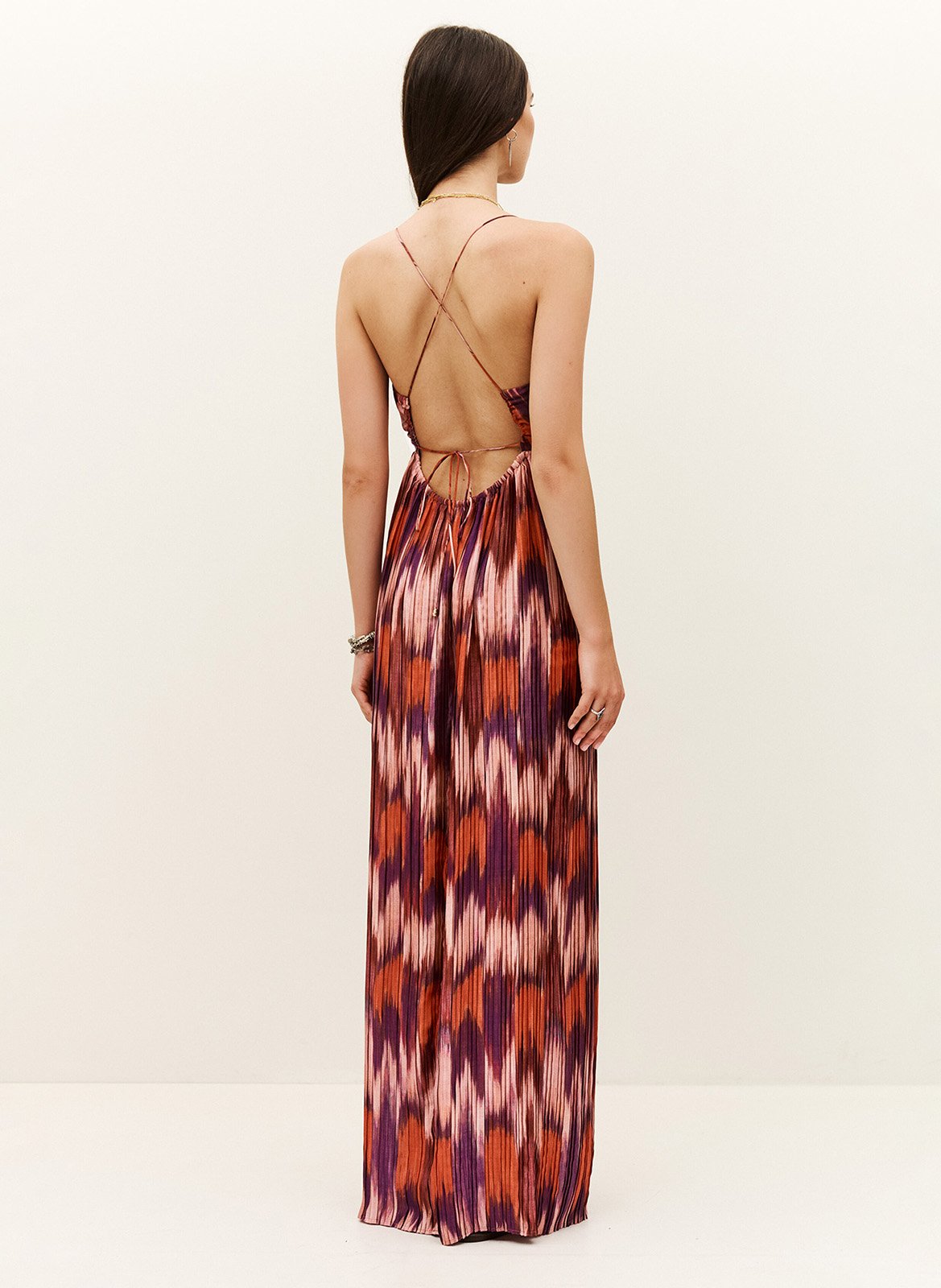 Robe longue col V imprimée BA&SH Orange