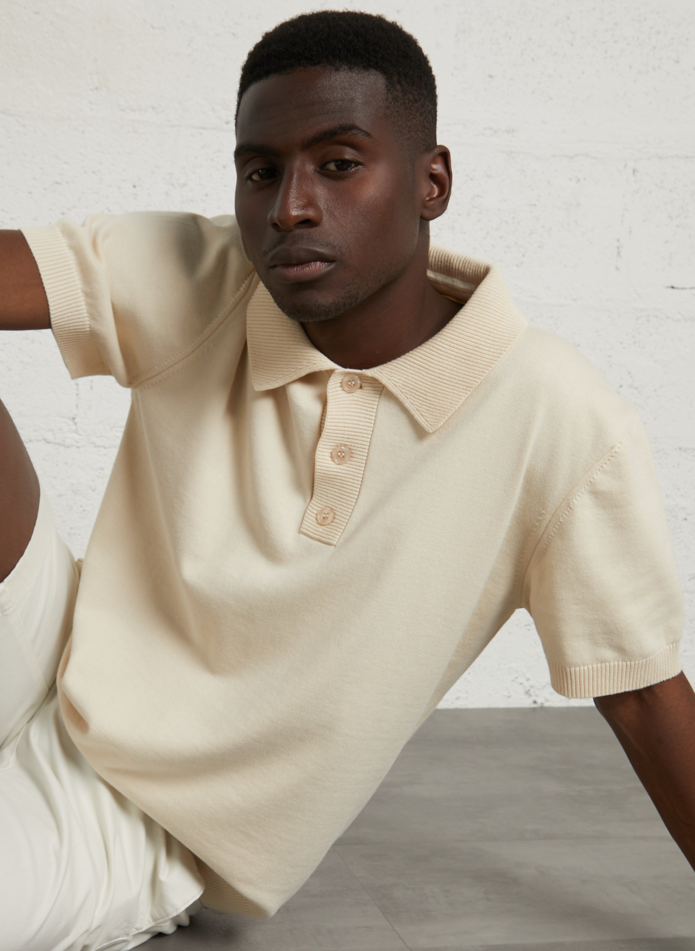 Polo droit en coton AU PRINTEMPS PARIS Beige
