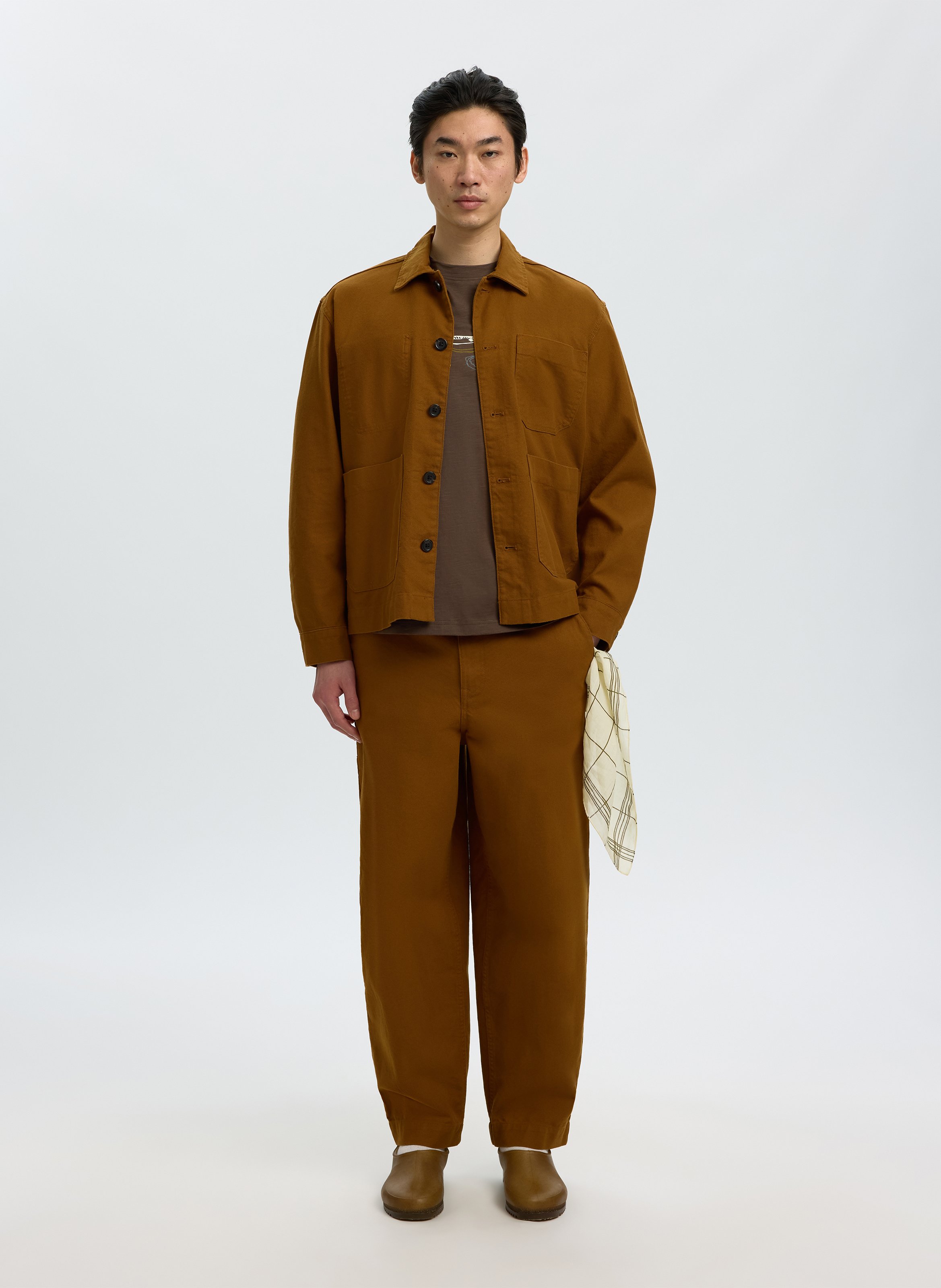 Tee-shirt col rond en coton bio SELECTED Bruin