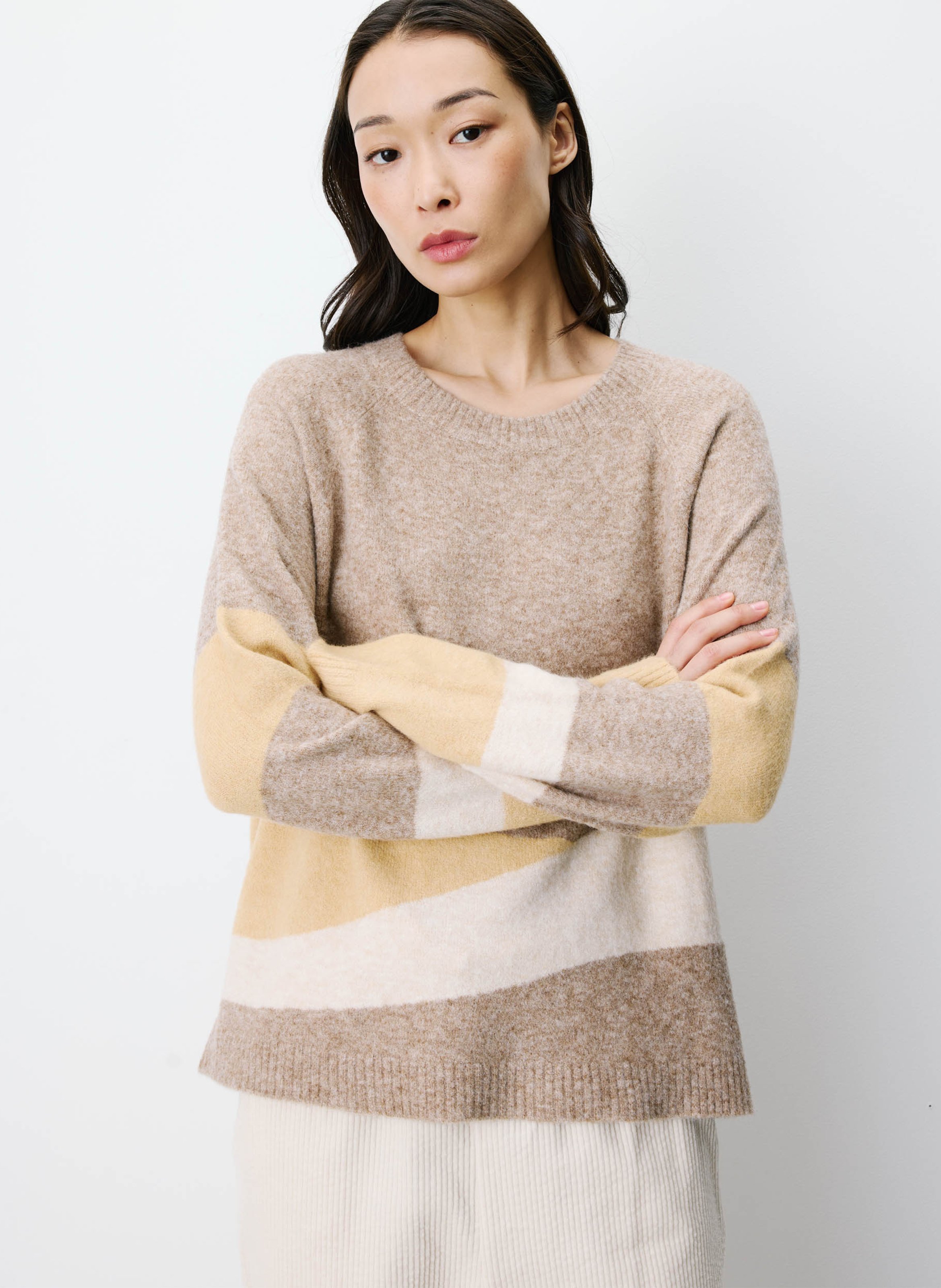 Pull droit col rond en maille jacquard GRACE ET MILA