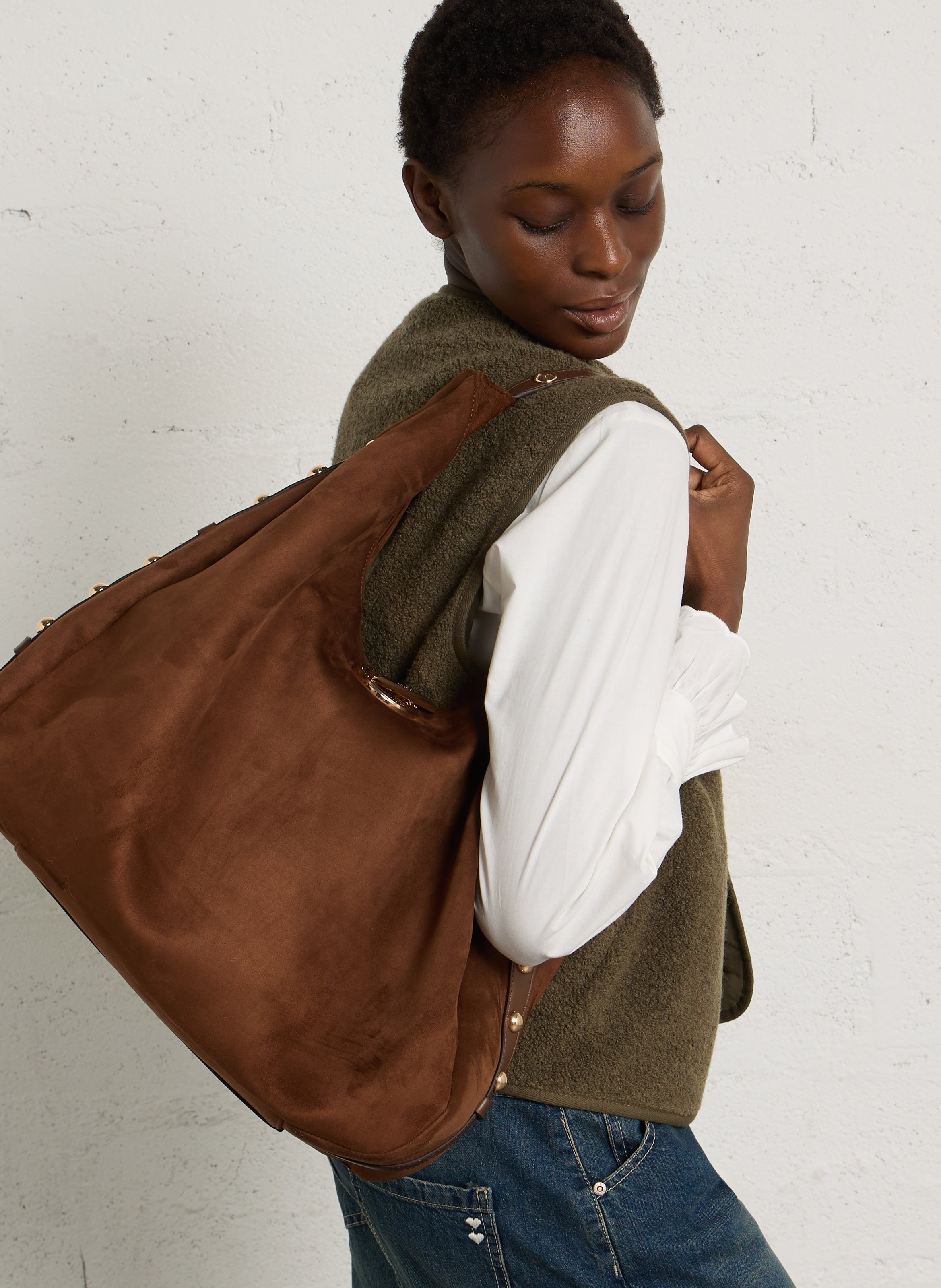 Plain shoulder bag LIU JO Brown