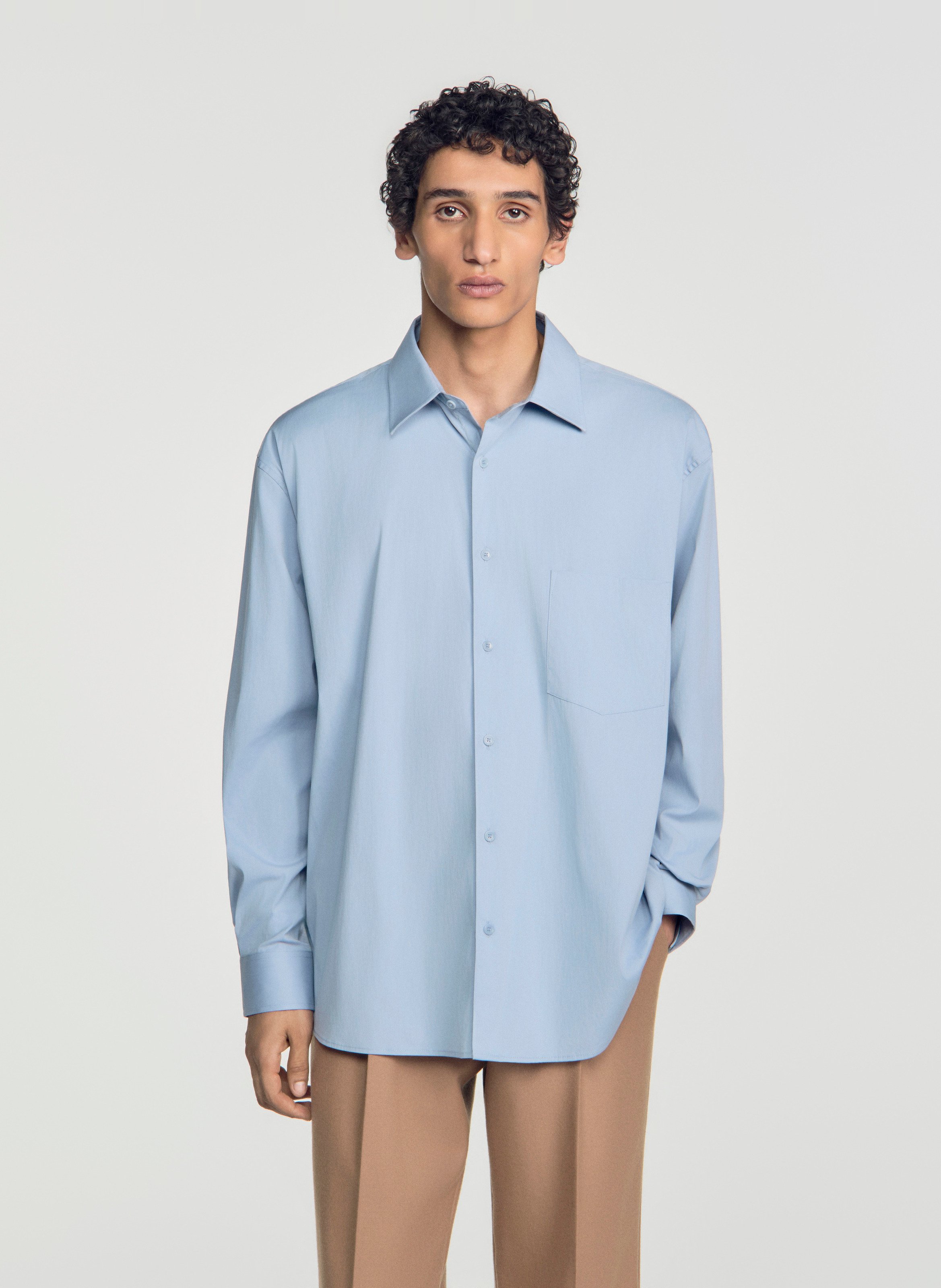 Chemise ample boutonnée unie SANDRO Bleu