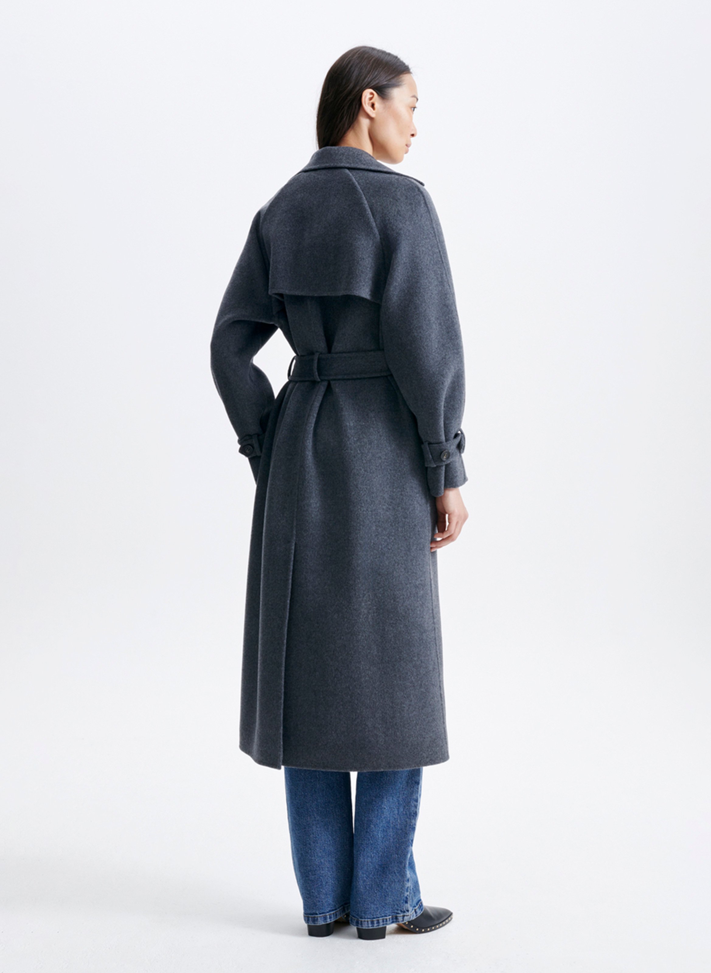 Manteau long ceinturé en laine mélangée VANESSA BRUNO Gris