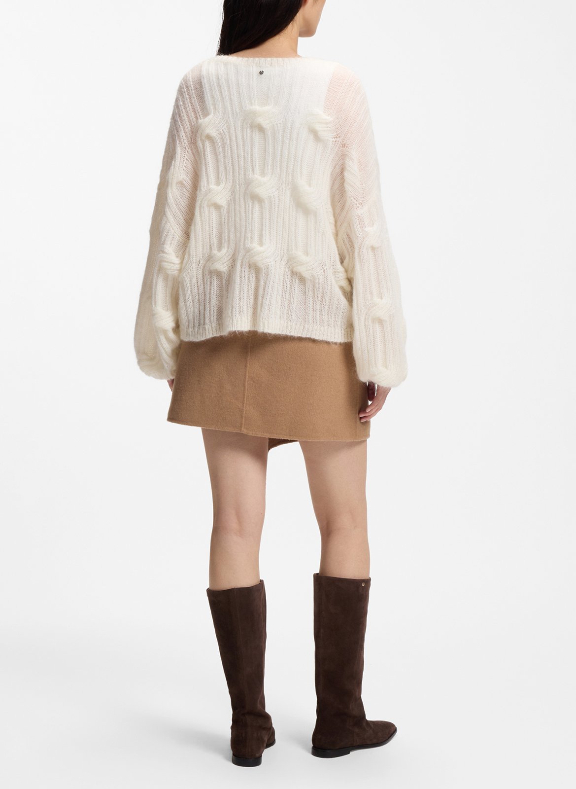 Round-neck wool-blend loose-fit sweater BOSS Beige