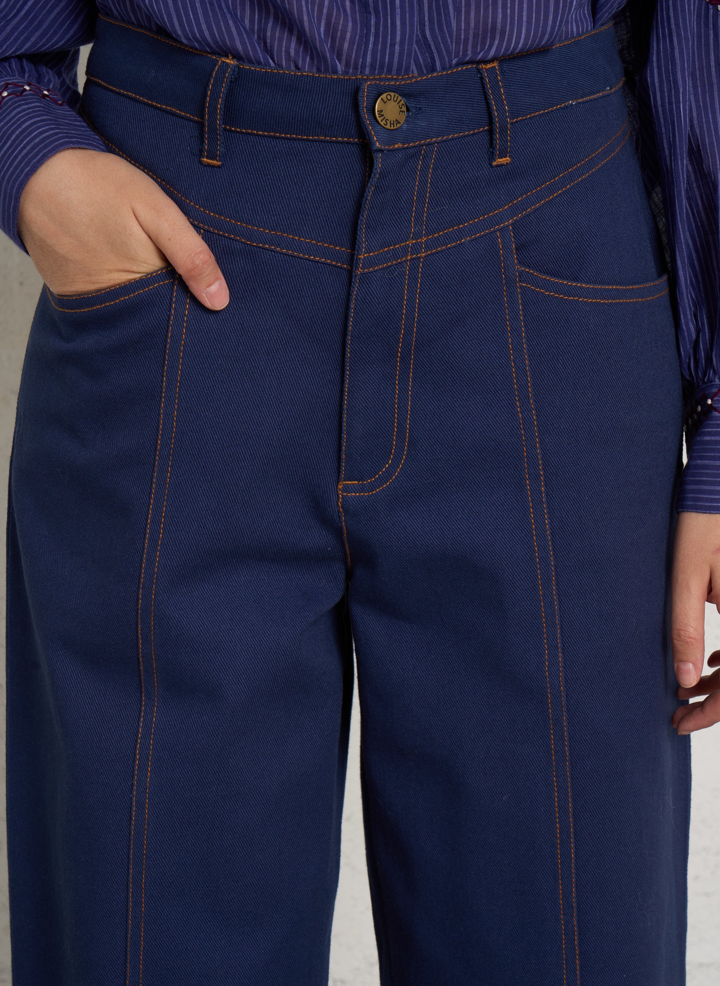 Cotton barrel jeans with topstitching LOUISE MISHA Blue