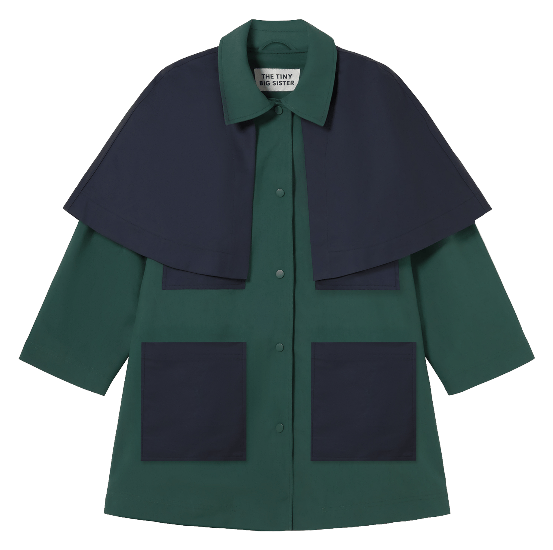 Oversized Bicolor Buttoned Trench Coat THE TINY BIG SISTER Green