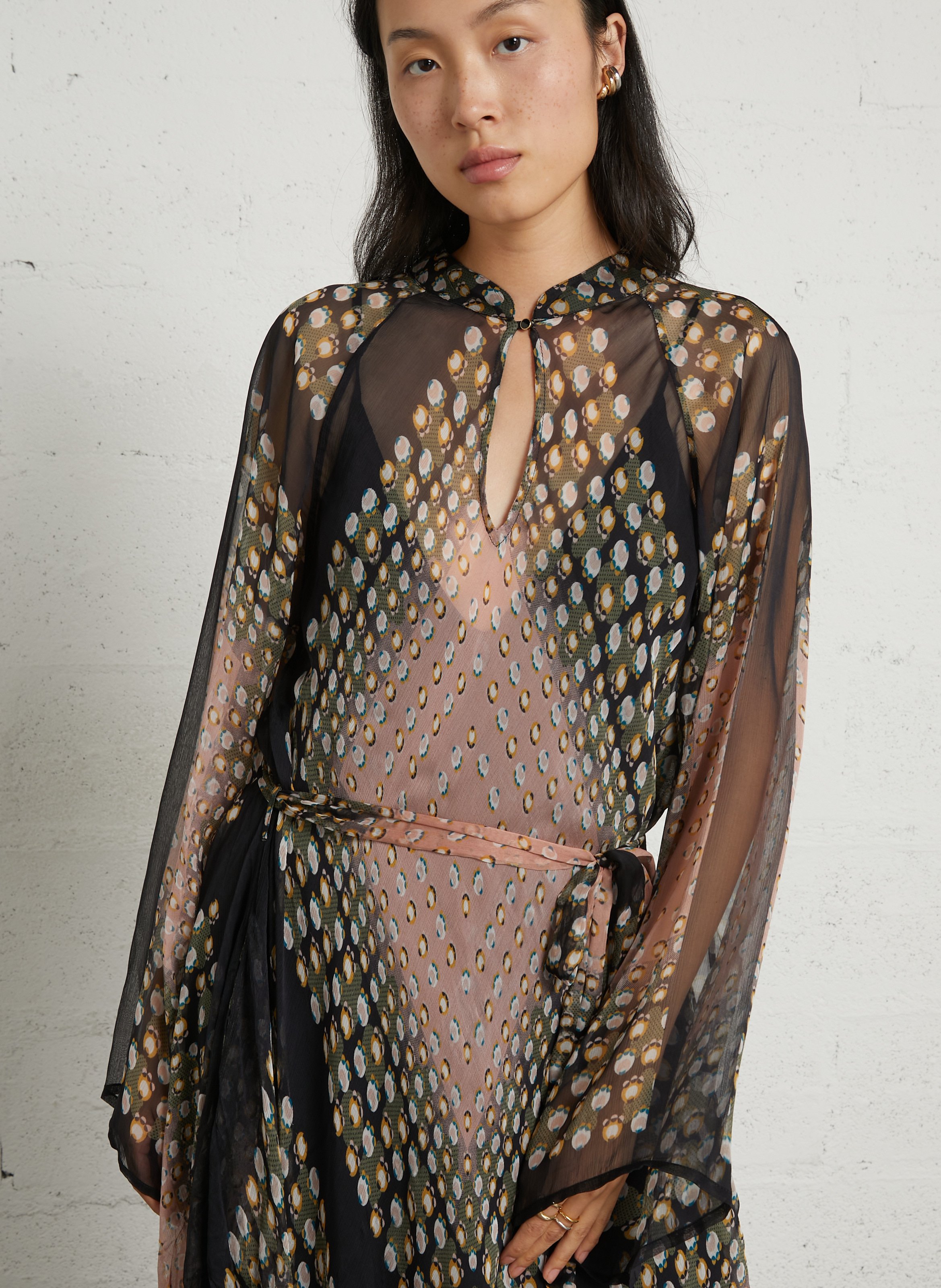 Robe longue ceinturée transparente MES DEMOISELLES Noir