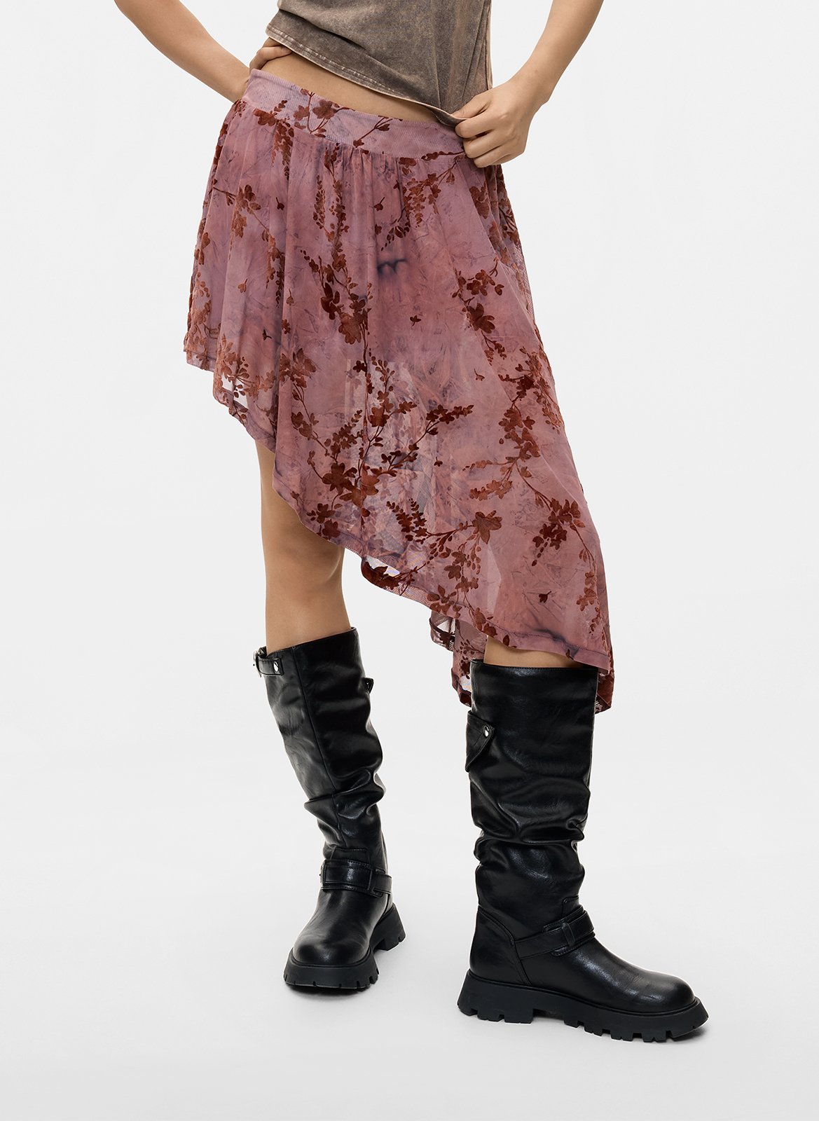 Korte, asymmetrische rok met print DESIGUAL Rood