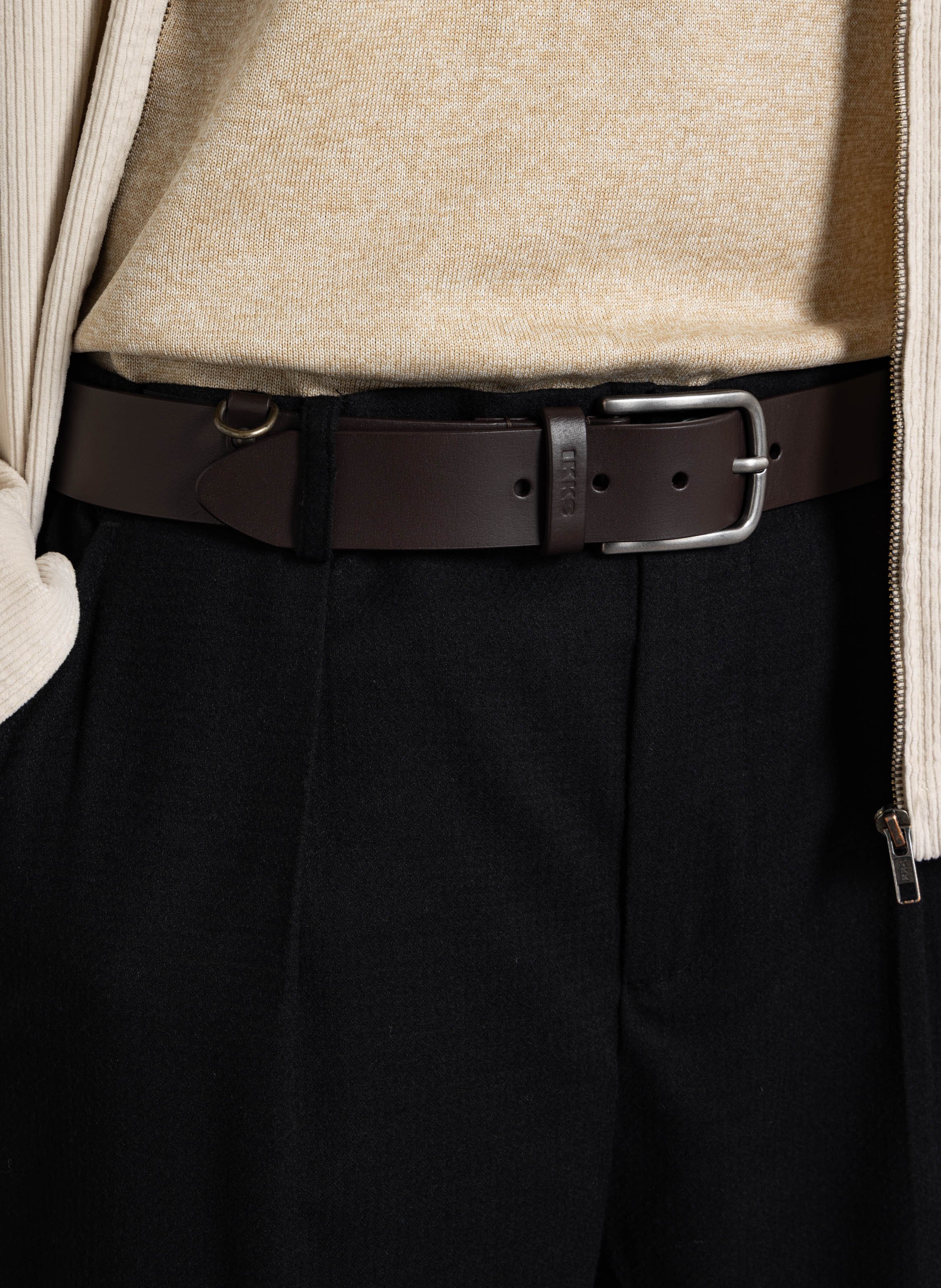 Leather belt IKKS Brown
