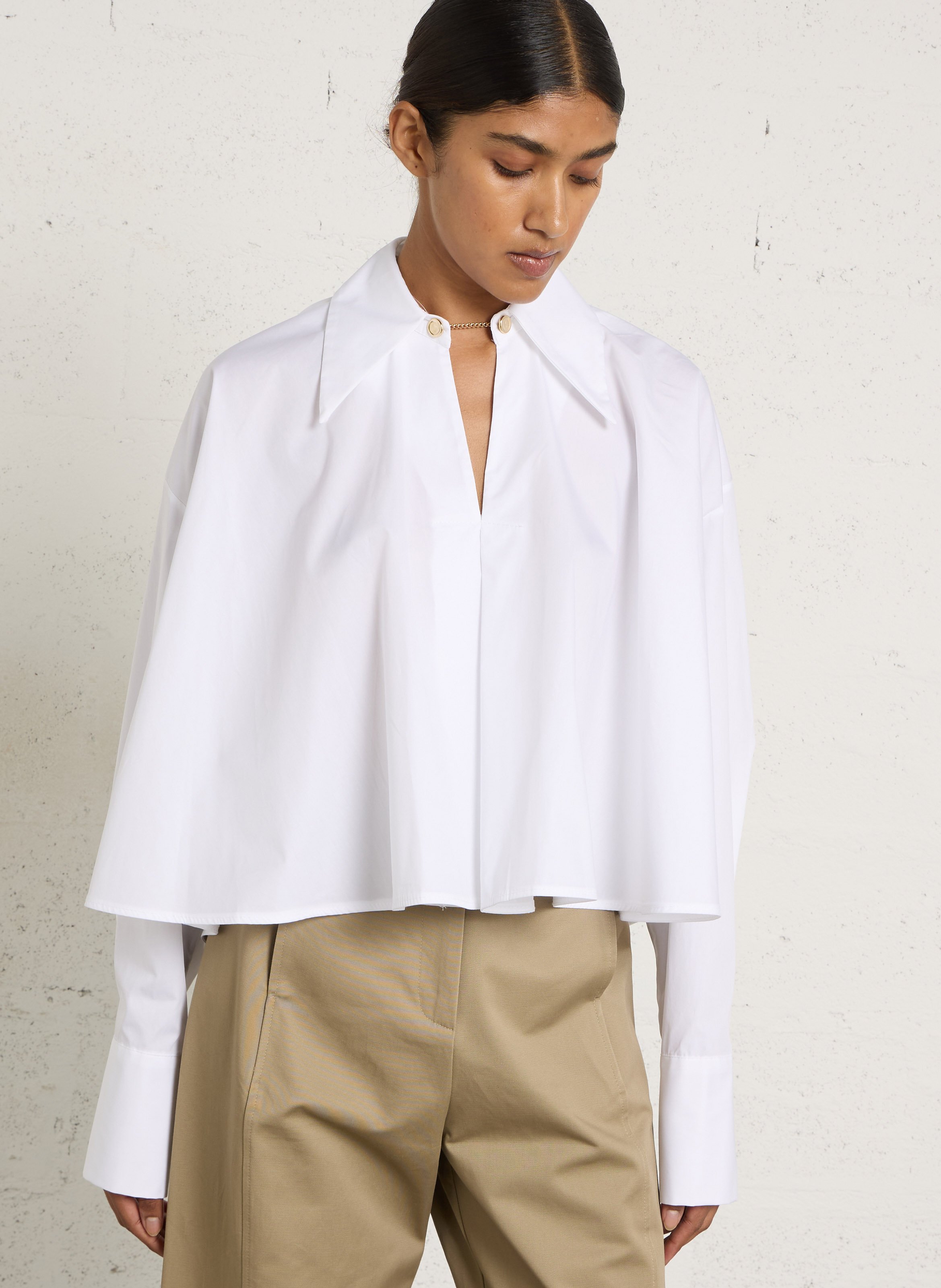 Katoenen blouse met klassieke kraag IMPERIAL Wit
