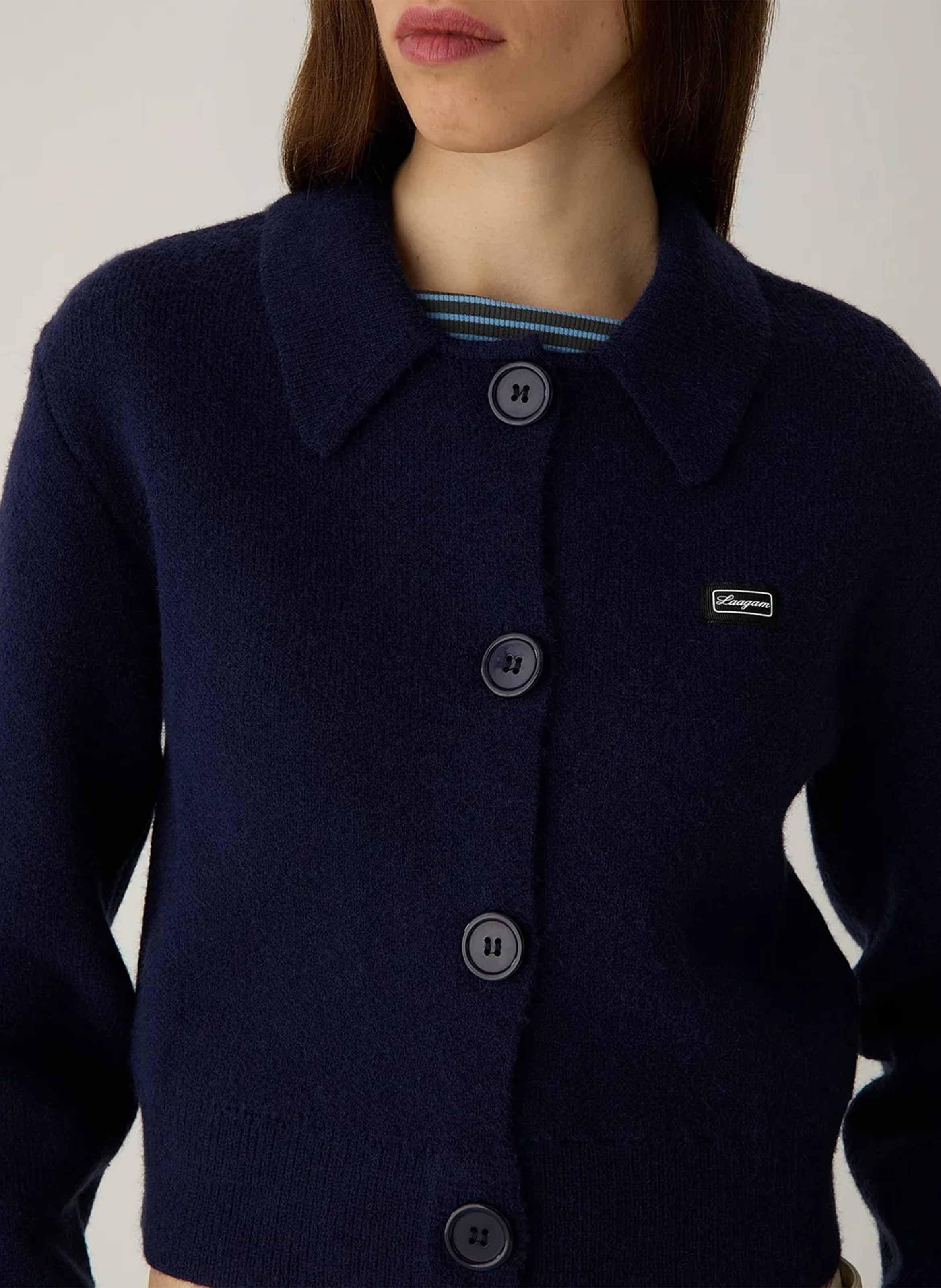 Short plain straight-cut cardigan LAAGAM Blue