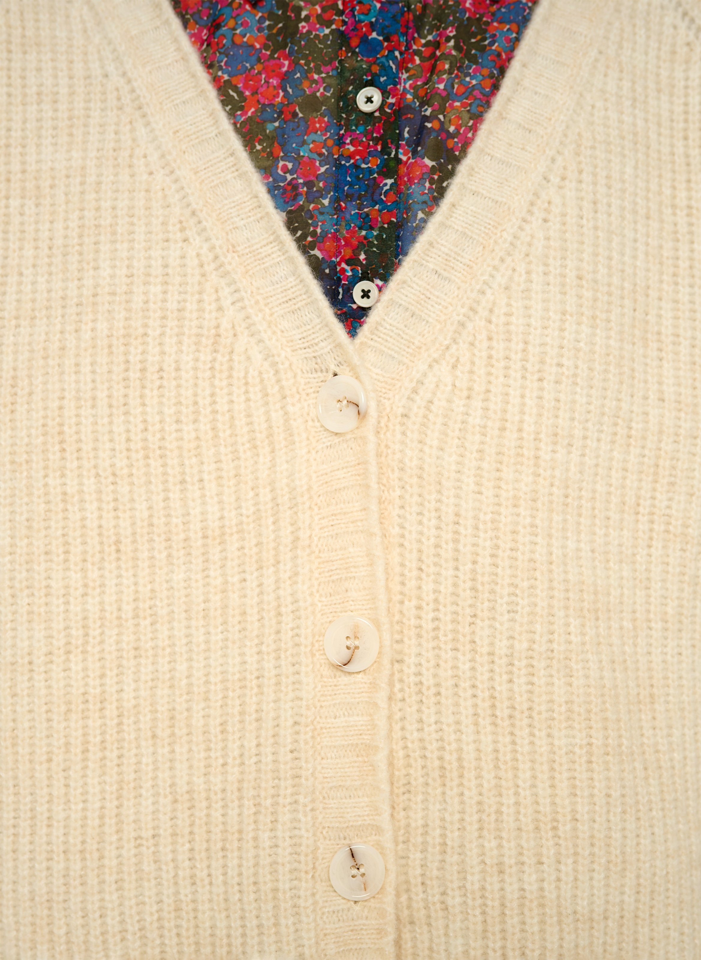 Wool-blend V-neck cardigan COTELAC ACOTE Beige