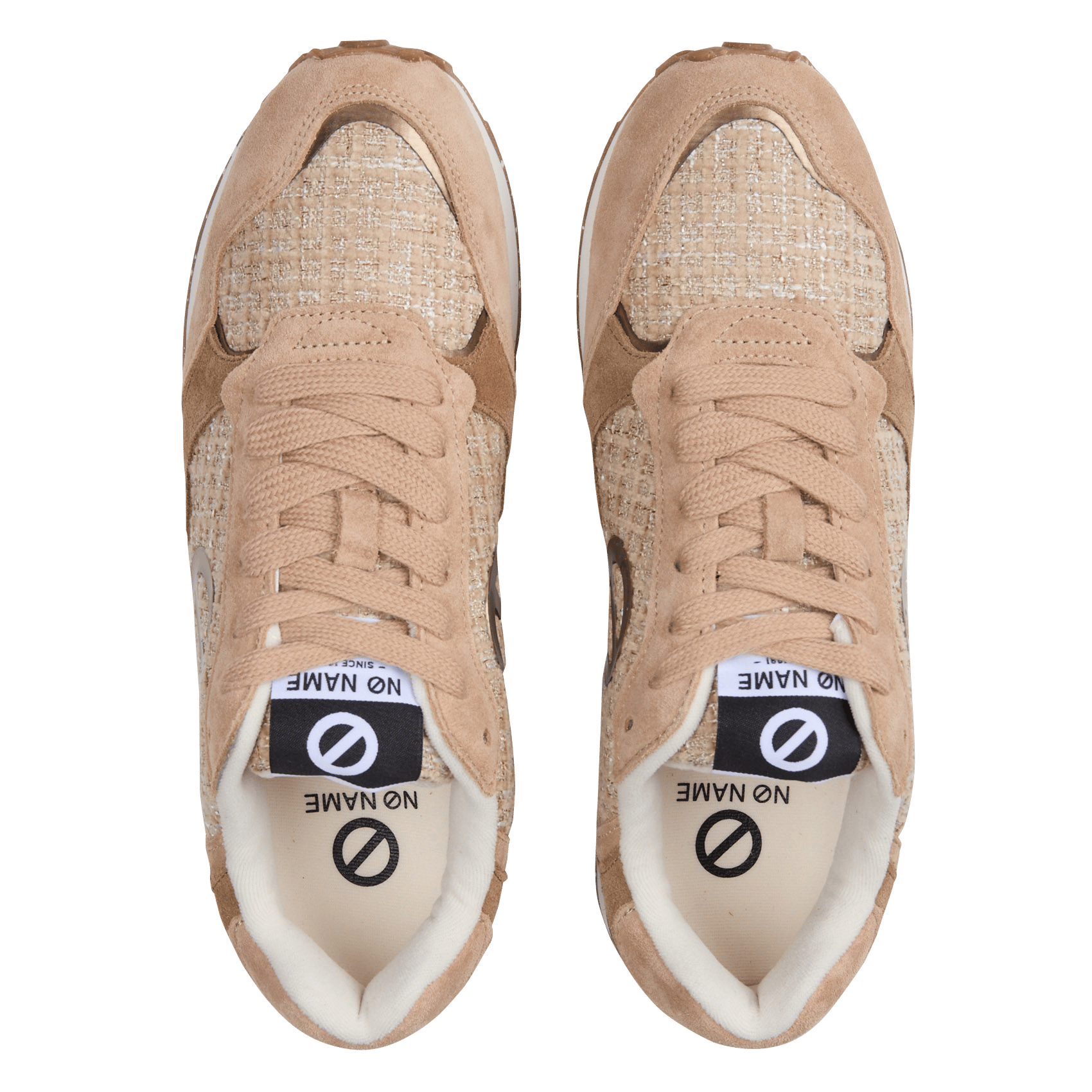Baskets bi-matières en cuir suédé NO NAME Beige