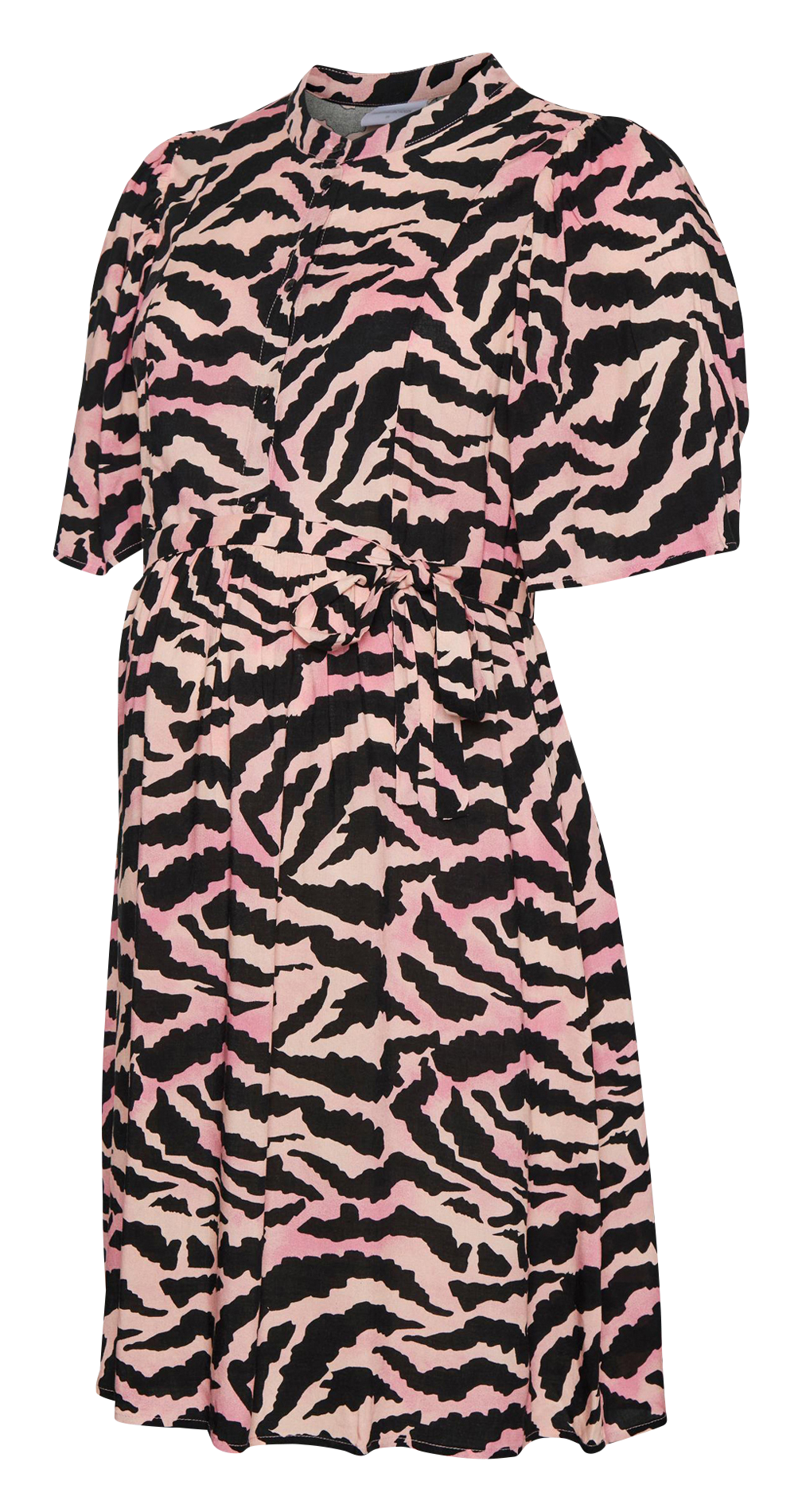 Robe courte col mao imprimée  Noir