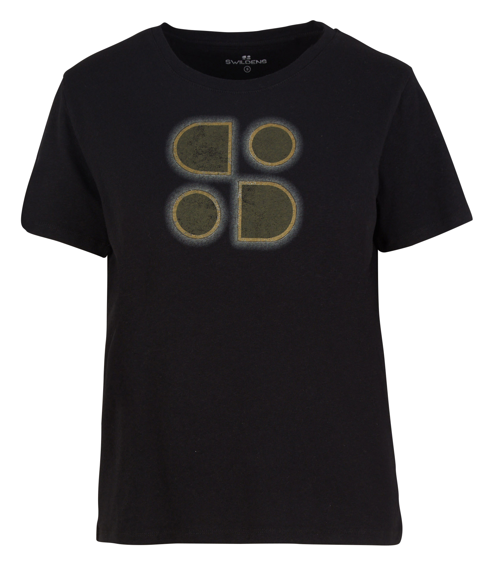 Screen-printed cotton and linen T-shirt SWILDENS Black