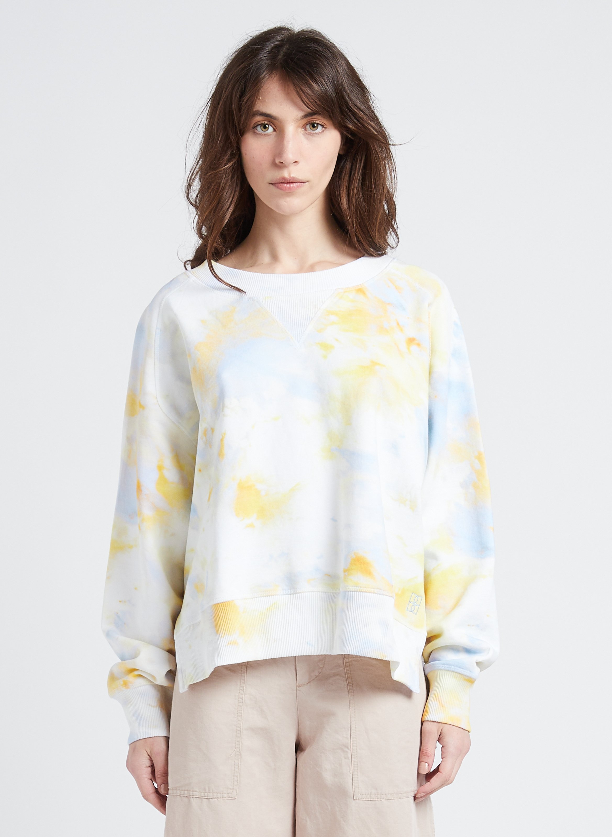 Oversized-Sweatshirt aus Baumwolle mit Rundhalsausschnitt und Print BELLEROSE Grau