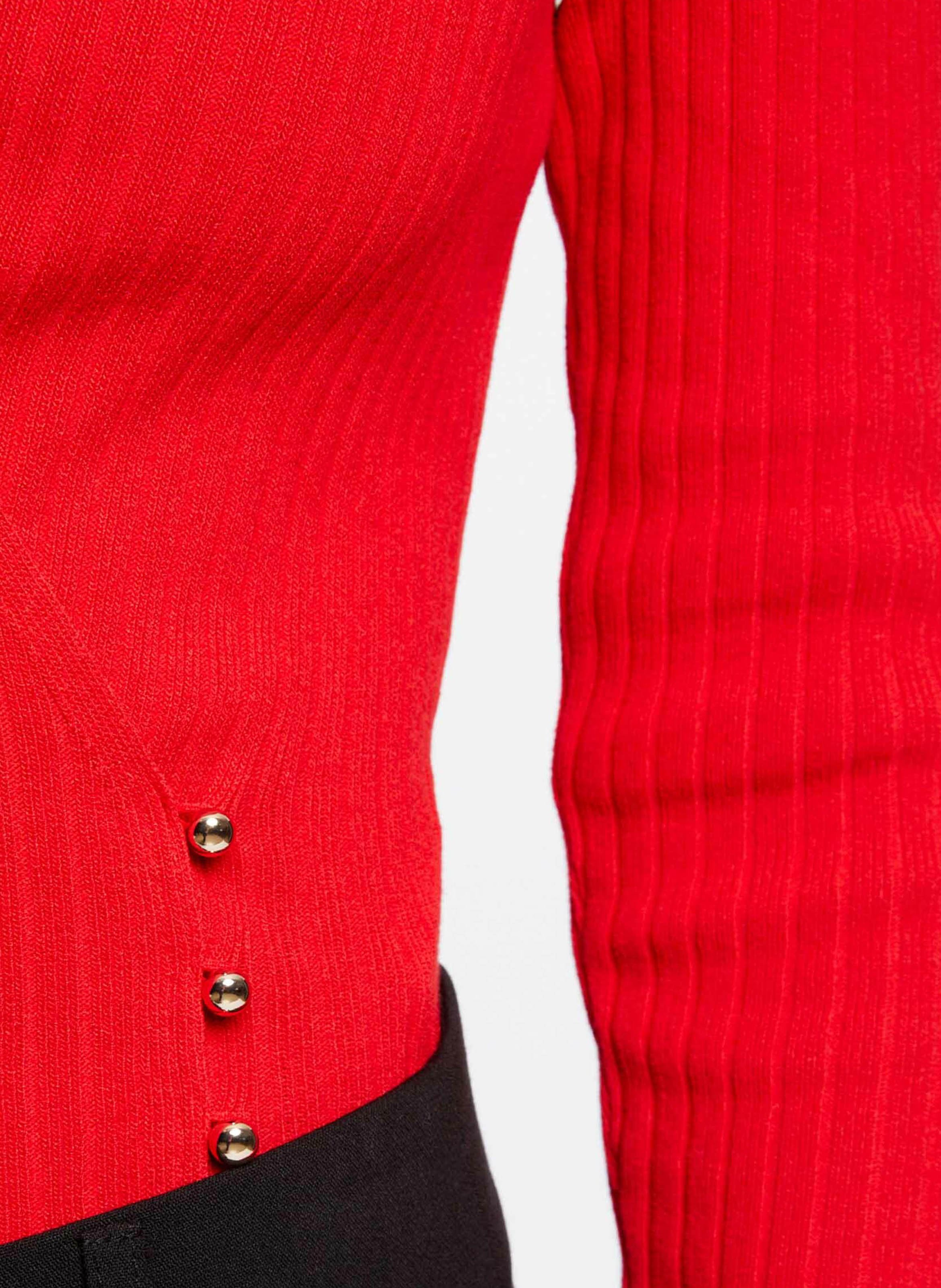 Figurbetonter Strickpullover mit Wickelkragen MORGAN Rot