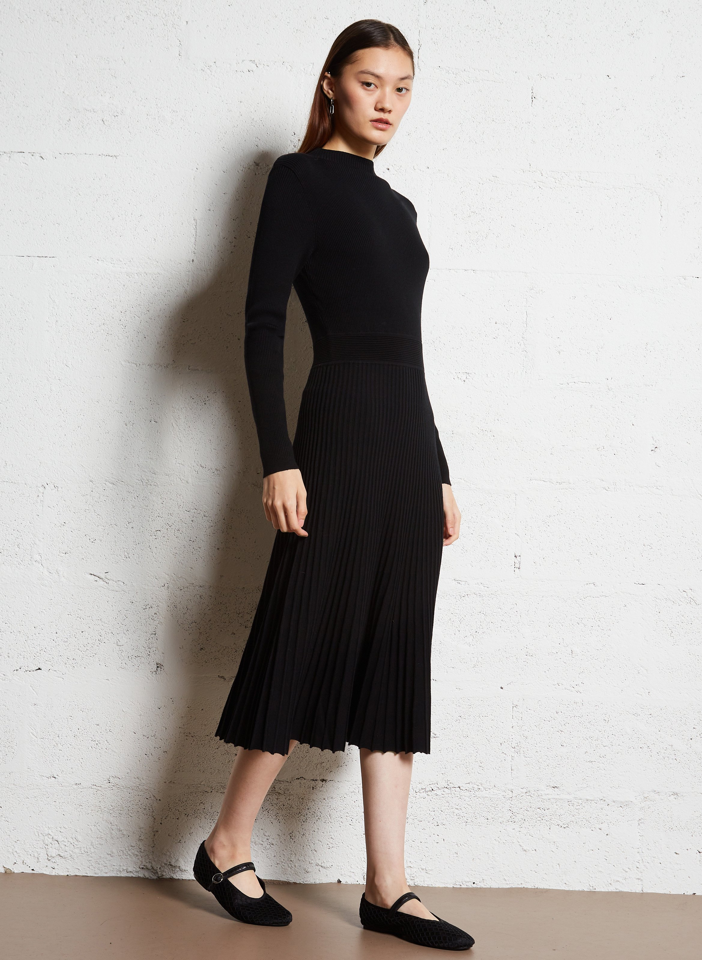 Robe midi plissée MAISON 123 Noir