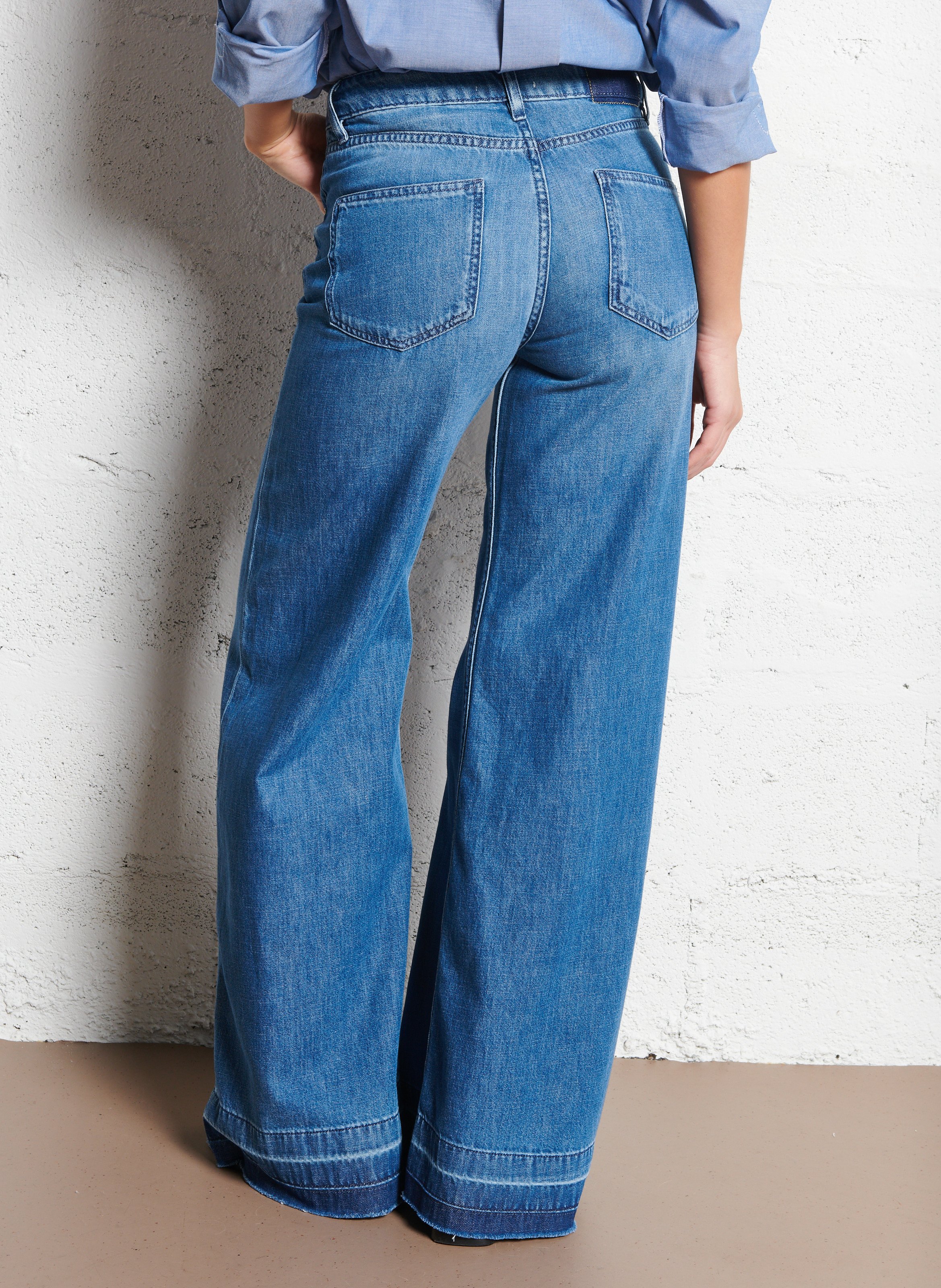 Katoenen, flared jeans met hoge taille ACQUAVERDE Blauw