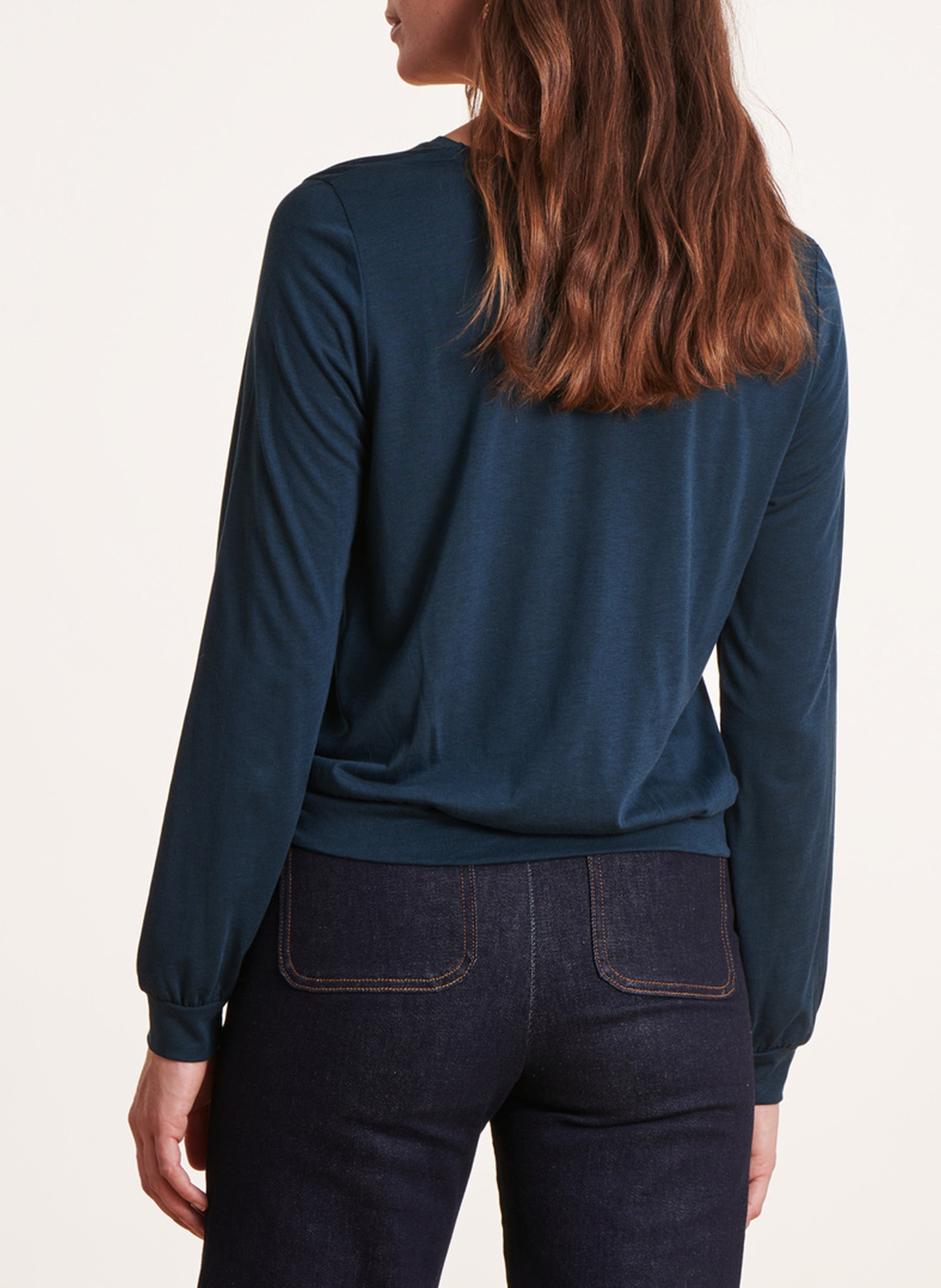 Long-sleeved round-neck T-shirt LA FEE MARABOUTEE Blue