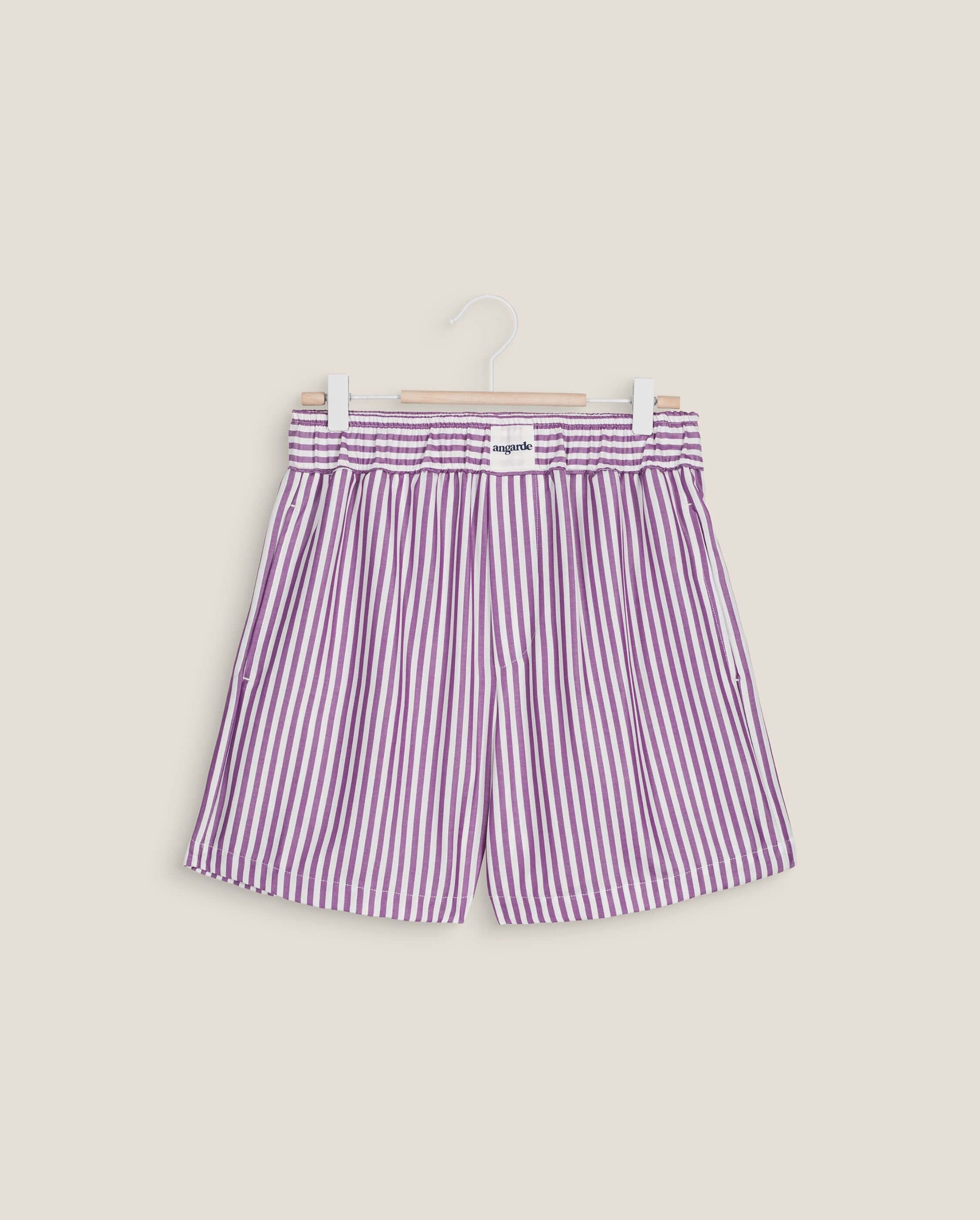 Short women's pajamas, purple ANGARDE Stripes