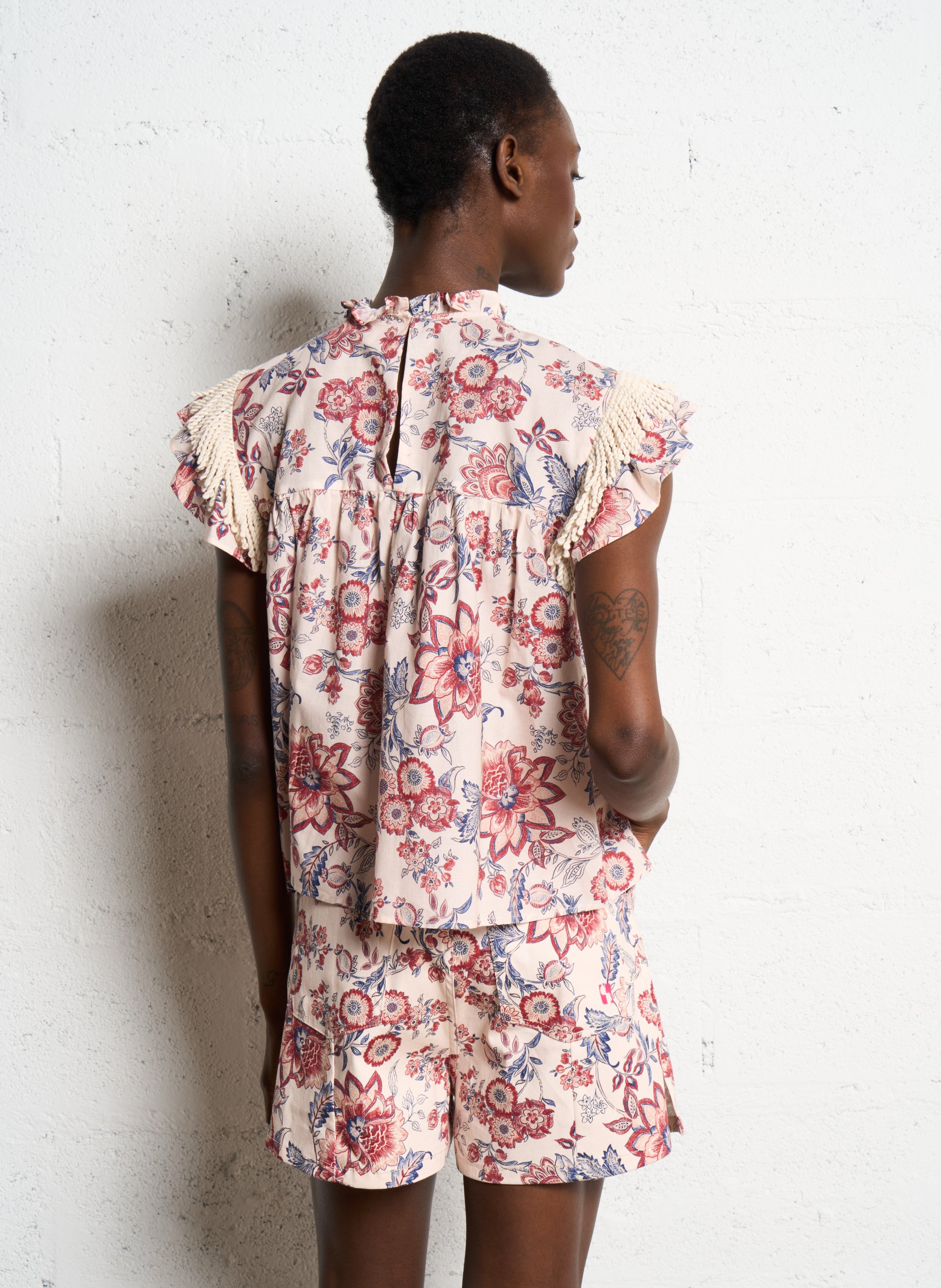 Top ample imprimé à volants  SOPHIE+LUCIE Beige