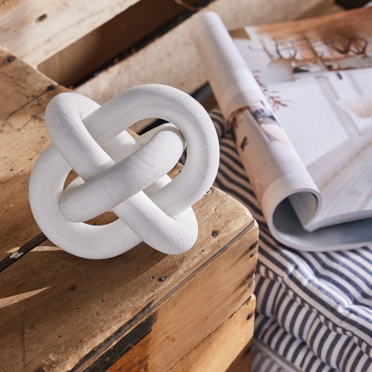 Wooden link tabletop decor FACTORY White